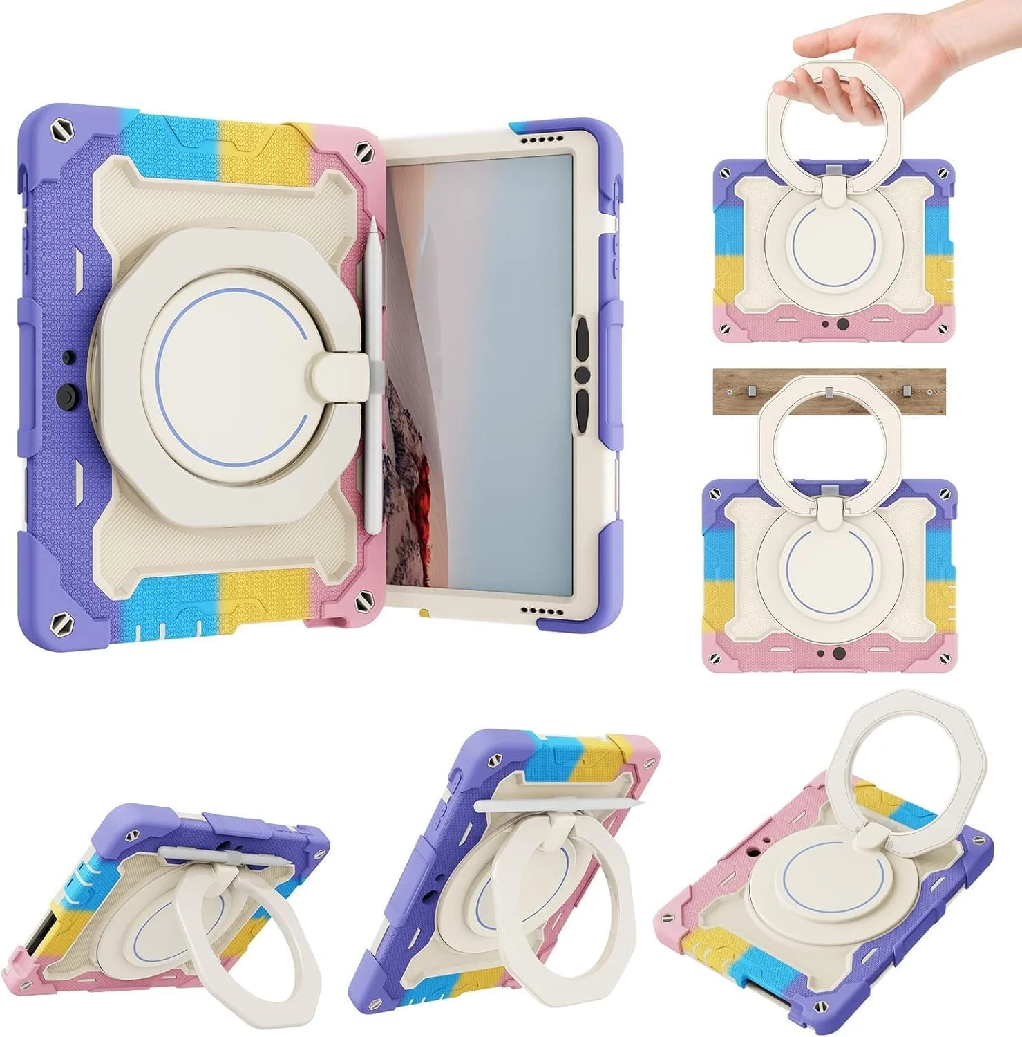 کاور کودکانه Gruattreay سازگار با Surface Go 4/Go 3/Go 2/Go، کاور تبلت با استند چرخشی 360 درجه و دسته، ضد ضربه 3 در 1، همراه با بند شانه (صورتی رنگارنگ) کاور کودکانه Gruattreay سازگار با Surface Go 4/Go 3/Go 2/Go، کاور تبلت با استند چرخشی 360 درجه و دسته، ضد ضربه 3 در 1، همراه با بند شانه (صورتی رنگارنگ)