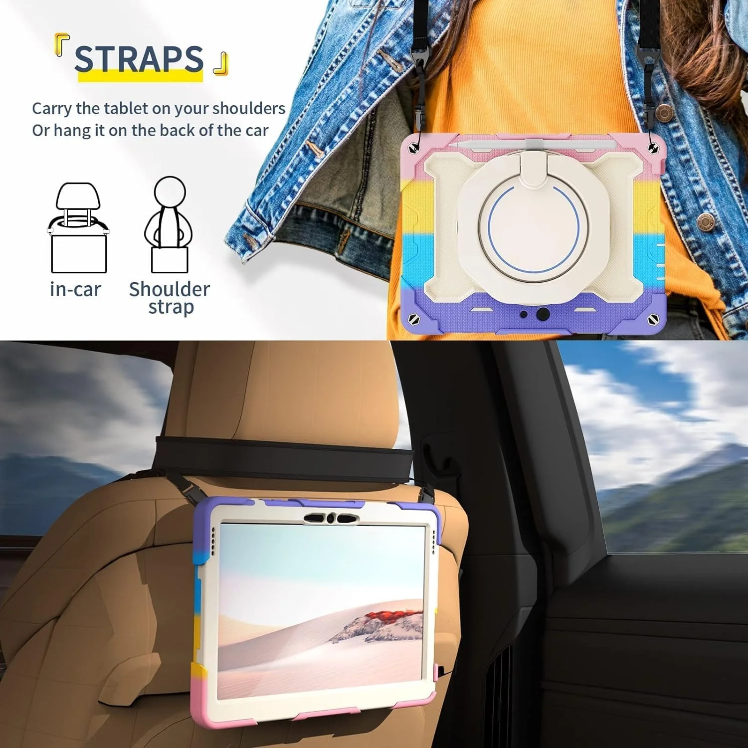 کاور کودکانه Gruattreay سازگار با Surface Go 4/Go 3/Go 2/Go، کاور تبلت با استند چرخشی 360 درجه و دسته، ضد ضربه 3 در 1، همراه با بند شانه (صورتی رنگارنگ) کاور کودکانه Gruattreay سازگار با Surface Go 4/Go 3/Go 2/Go، کاور تبلت با استند چرخشی 360 درجه و دسته، ضد ضربه 3 در 1، همراه با بند شانه (صورتی رنگارنگ)