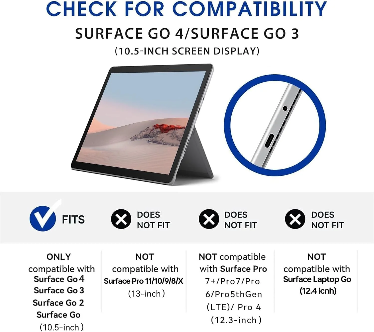 کاور محافظ Omnpak برای Surface Go 4 2023/Go 3 2021/Go 2 2020/Go 2018 به همراه جای قلم، کاور باریک و سبک با قابلیت تنظیم زاویه، سازگار با کیبورد Type Cover (کیبورد شامل نمی شود)