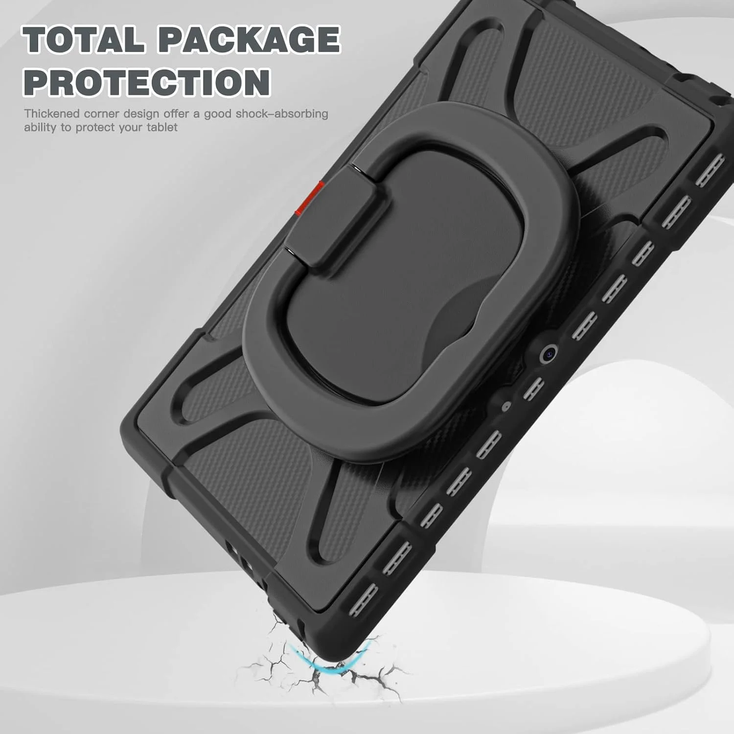 کیف محافظ ضد ضربه ZORSOME برای مایکروسافت Surface Pro 8 2021 13.0 اینچی، با دسته چرخان 360 درجه و پایه نگهدارنده، پوشش مقاوم و سنگین، [دارای پایه تاشو]، مشکی