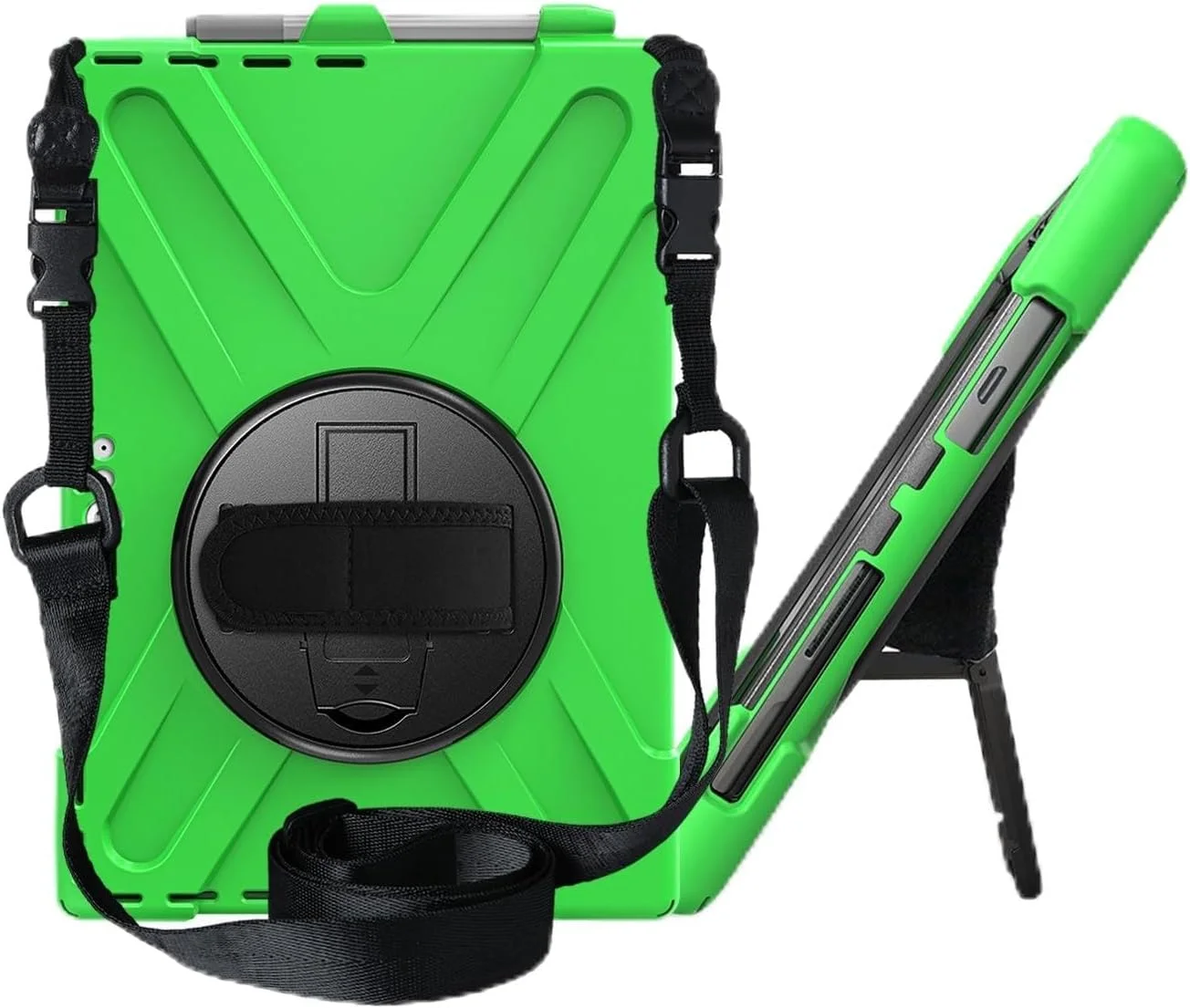 محافظ تبلت سازگار با مایکروسافت سرفیس پرو 7/پرو 6/پرو 5/پرو 4/پرو 7+، قاب محافظ بادوام و مقاوم در برابر ضربه با جای قلم، بند شانه ای، روکش محافظ سیلیکونی برای کودکان