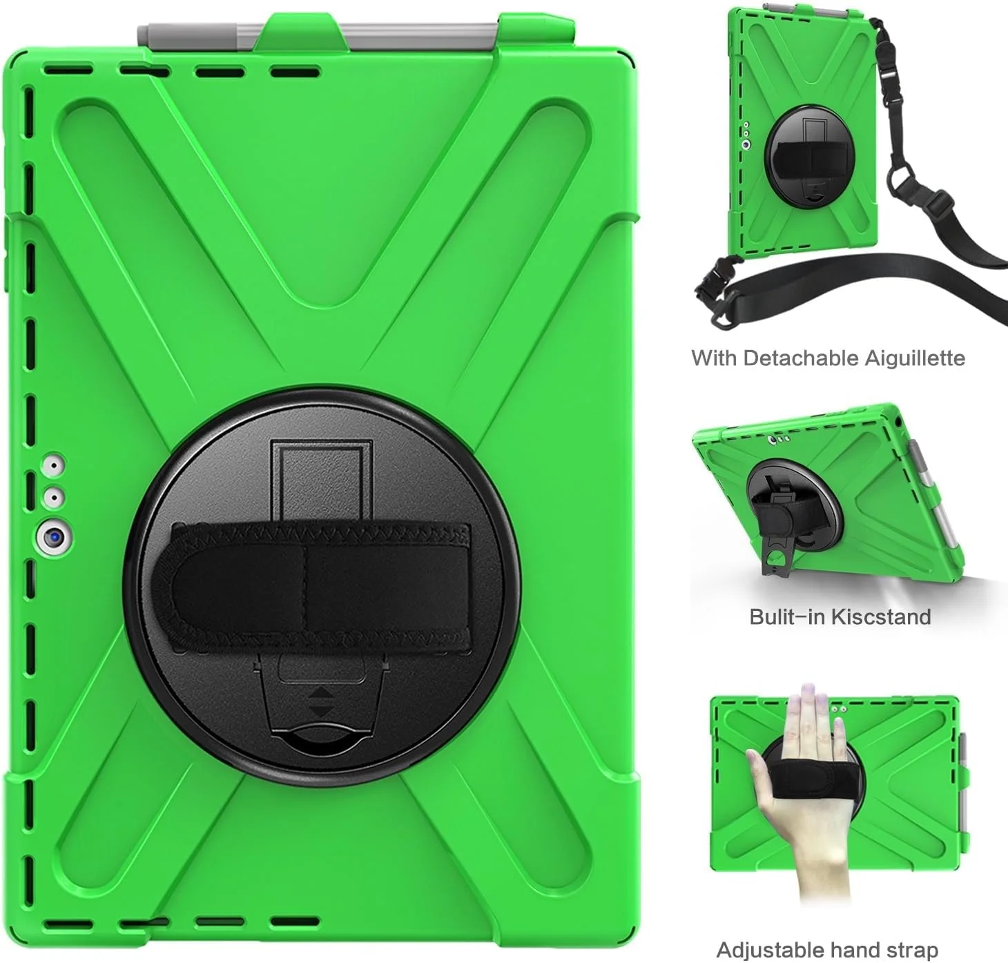 محافظ تبلت سازگار با مایکروسافت سرفیس پرو 7/پرو 6/پرو 5/پرو 4/پرو 7+، قاب محافظ بادوام و مقاوم در برابر ضربه با جای قلم، بند شانه ای، روکش محافظ سیلیکونی برای کودکان محافظ تبلت سازگار با مایکروسافت سرفیس پرو 7/پرو 6/پرو 5/پرو 4/پرو 7+، قاب محافظ بادوام و مقاوم در برابر ضربه با جای قلم، بند شانه ای، روکش محافظ سیلیکونی برای کودکان