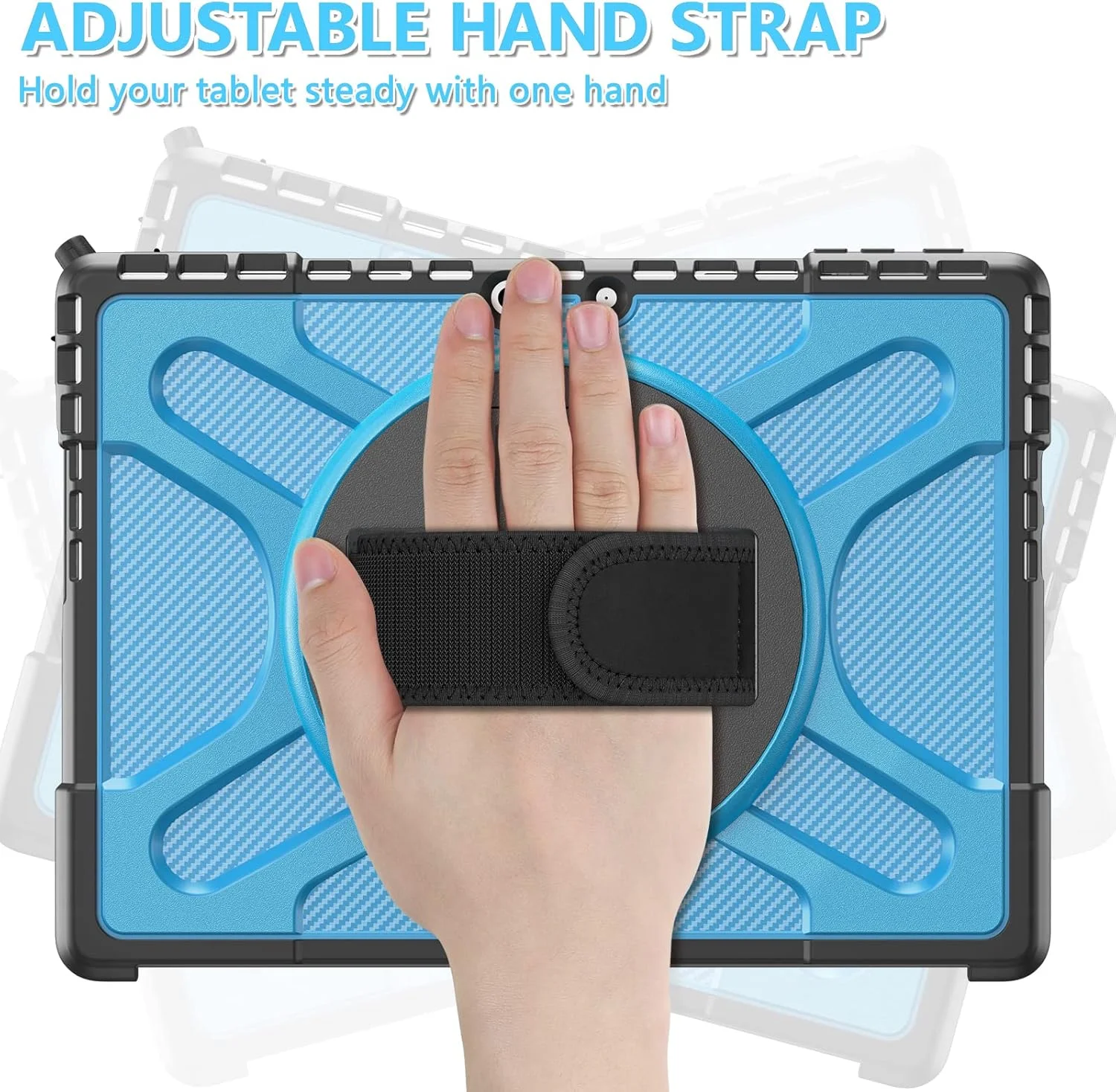 کاور محافظ ZXHYliang برای مایکروسافت Surface Pro 9 سیزده اینچی 2022: دارای پایه و بند دستی، مقاوم در برابر ضربه، سازگار با کیبورد Type Cover. (آبی)