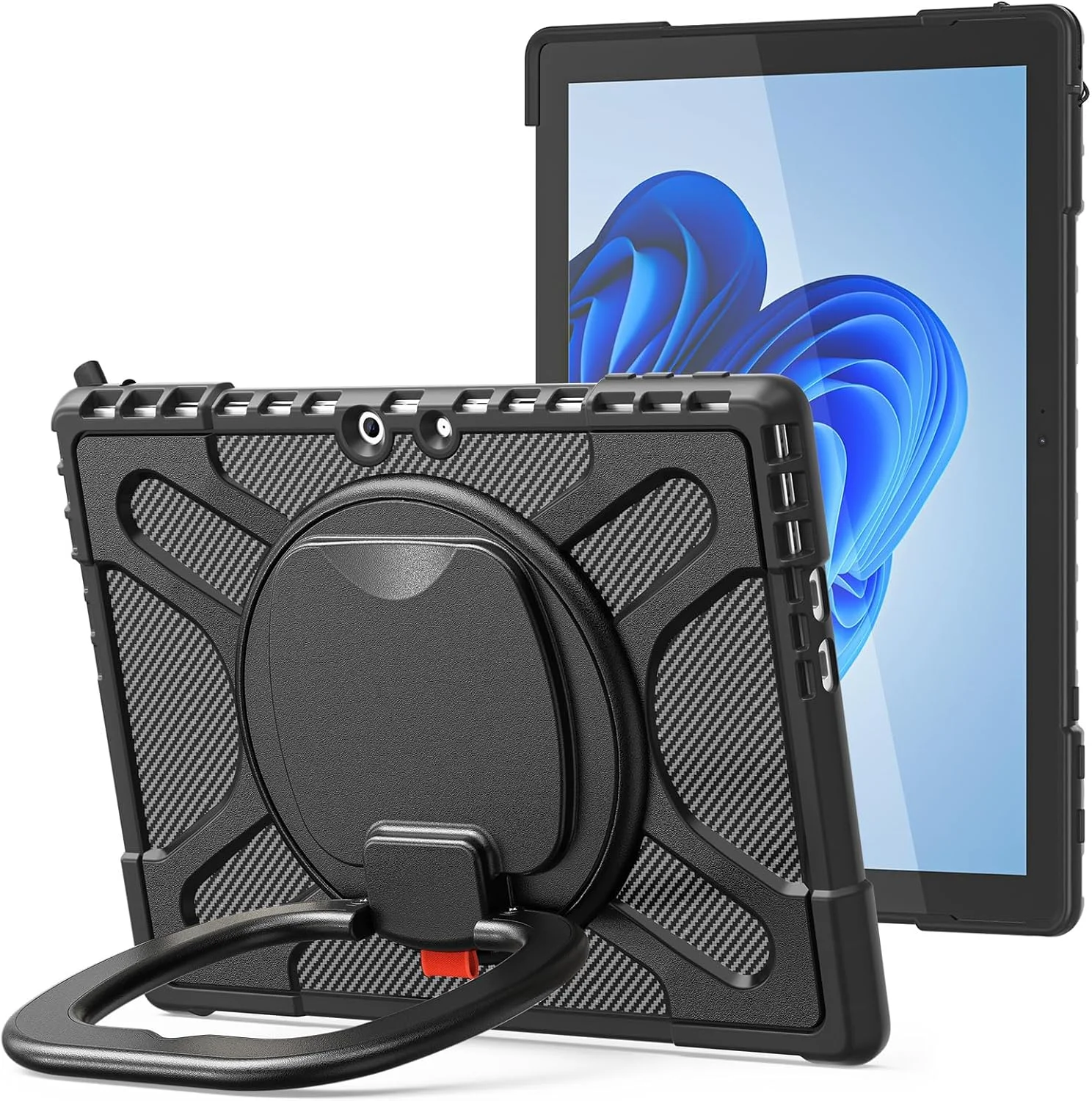 کیف محافظ SLLMYYX برای مایکروسافت سرفیس پرو 11/10/9 اینچی، کاور ضد ضربه 360 درجه چرخان با دستگیره، سازگار با کیبورد تایپ کاور (مشکی)