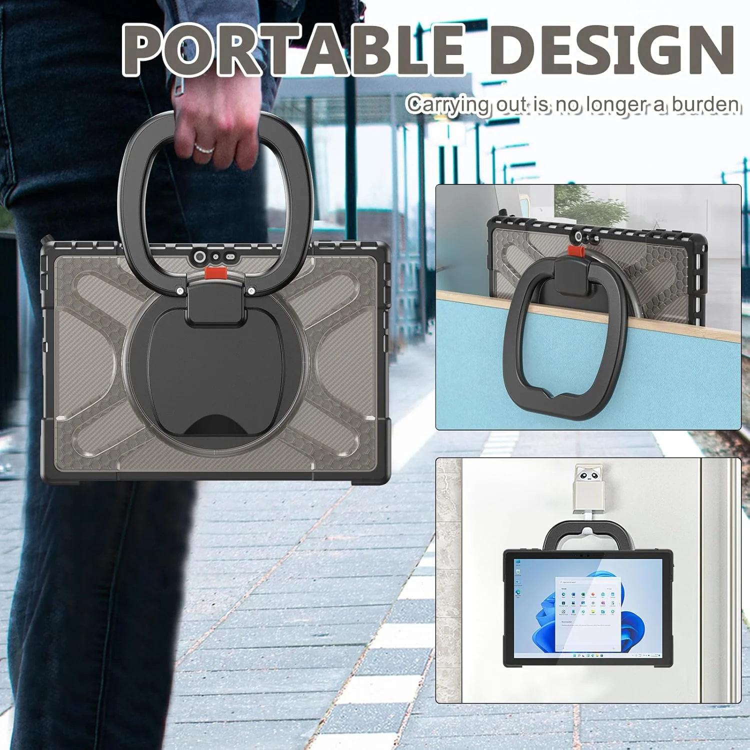 کاور محافظ تبلت SLLMYYX مناسب برای مایکروسافت Surface Pro 7+ Plus/Pro 7/6/5/4 با صفحه نمایش 12.3 اینچ، چرخش 360 درجه، ضد ضربه و مقاوم با دسته، سازگار با کیبورد Type Cover (قهوه ای تیره)