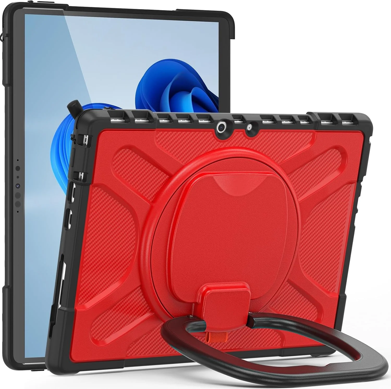 کیف محافظ تبلت ETGOKJM مقاوم در برابر ضربه سازگار با Microsoft Surface Pro 8 13 اینچی - کیف محافظ مقاوم با پایه و دسته، لوازم جانبی تبلت (قرمز)