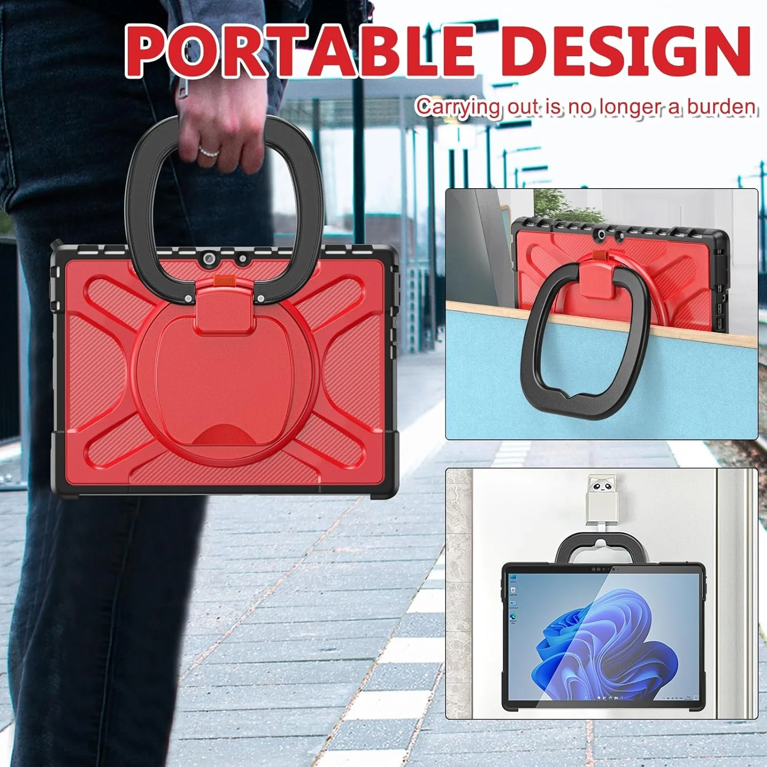 کیف محافظ تبلت ETGOKJM مقاوم در برابر ضربه سازگار با Microsoft Surface Pro 8 13 اینچی - کیف محافظ مقاوم با پایه و دسته، لوازم جانبی تبلت (قرمز) کیف محافظ تبلت ETGOKJM مقاوم در برابر ضربه سازگار با Microsoft Surface Pro 8 13 اینچی - کیف محافظ مقاوم با پایه و دسته، لوازم جانبی تبلت (قرمز)