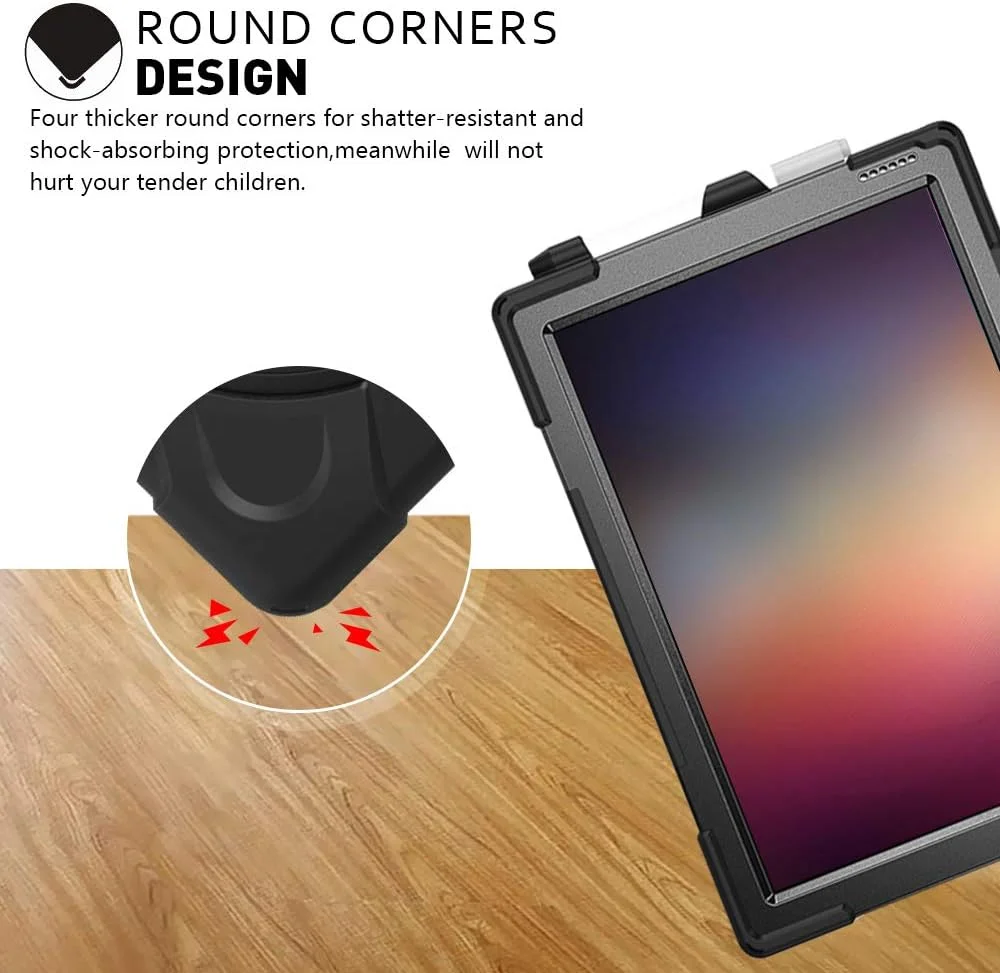 کیف زنریچ Surface مناسب برای Pro 7 (2019) / Pro 6 (2018) / Pro 5 (2017) / Pro 4 (2015) با نگهدارنده قلم، استند، بند دستی و کمربند شانه ای برای تبلت 12.3 اینچی Surface، مقاوم در برابر ضربه - مشکی