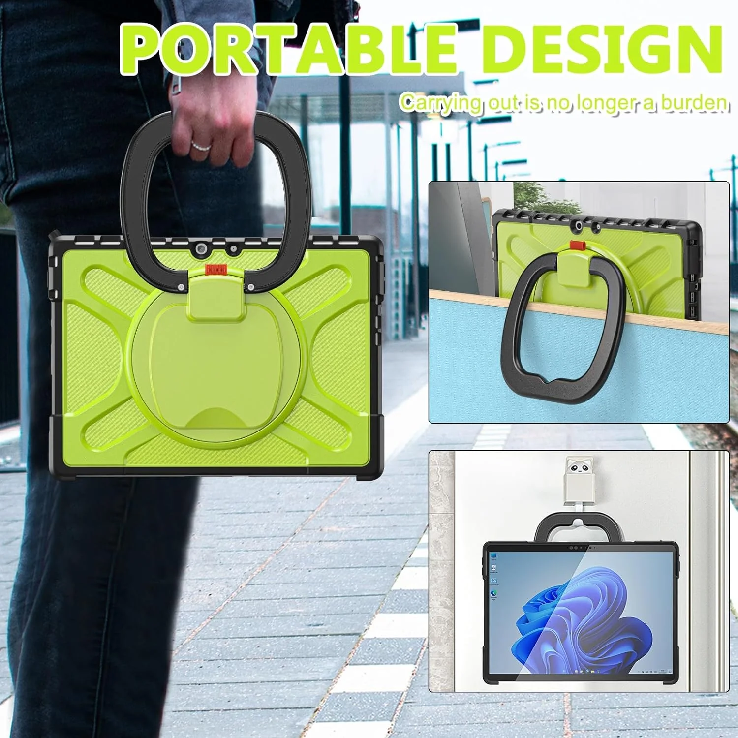 کیف محافظ تبلت مقاوم در برابر ضربه مناسب برای مایکروسافت سرفیس پرو 8 13 اینچی - کیف محافظ بادوام با پایه و دسته. لوازم جانبی تبلت (زرد) کیف محافظ تبلت مقاوم در برابر ضربه مناسب برای مایکروسافت سرفیس پرو 8 13 اینچی - کیف محافظ بادوام با پایه و دسته. لوازم جانبی تبلت (زرد)