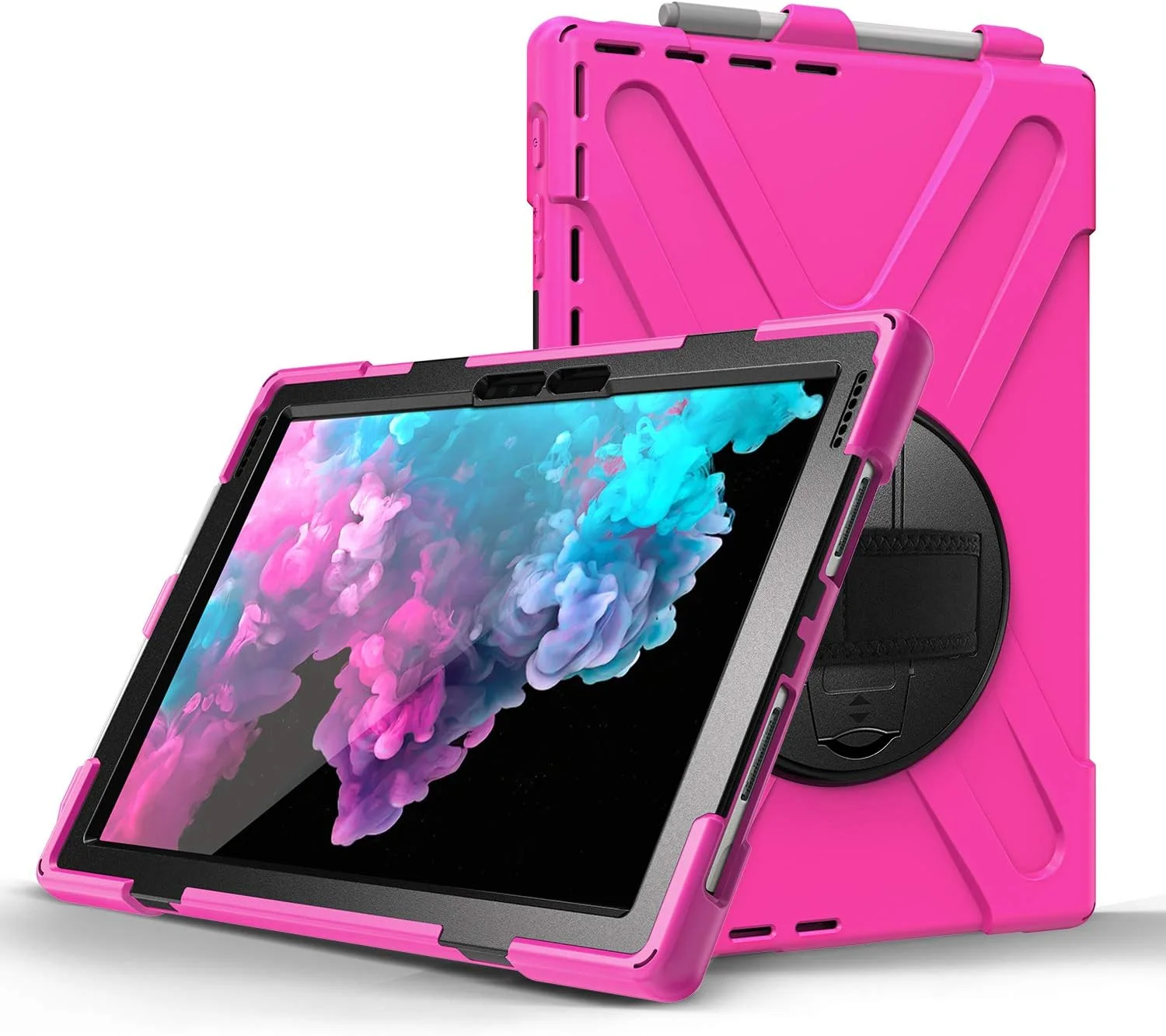 کیف ZXHYliang برای مایکروسافت Surface Pro 7 Plus/Pro 7 / Pro 6 / Pro 5 / Pro 4: دارای جای قلم، کاور هیبریدی قابل حمل و ضد ضربه با دسته چرخان قلاب و حلقه ای و بند شانه. (قرمز گل رز) کیف ZXHYliang برای مایکروسافت Surface Pro 7 Plus/Pro 7 / Pro 6 / Pro 5 / Pro 4: دارای جای قلم، کاور هیبریدی قابل حمل و ضد ضربه با دسته چرخان قلاب و حلقه ای و بند شانه. (قرمز گل رز)