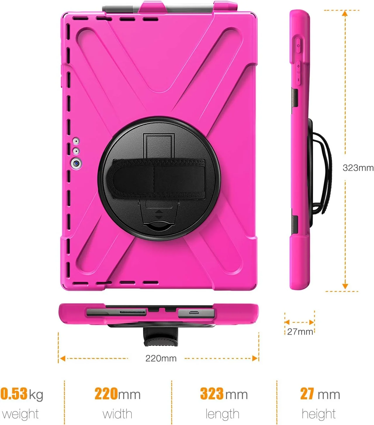 کیف ZXHYliang برای مایکروسافت Surface Pro 7 Plus/Pro 7 / Pro 6 / Pro 5 / Pro 4: دارای جای قلم، کاور هیبریدی قابل حمل و ضد ضربه با دسته چرخان قلاب و حلقه ای و بند شانه. (قرمز گل رز) کیف ZXHYliang برای مایکروسافت Surface Pro 7 Plus/Pro 7 / Pro 6 / Pro 5 / Pro 4: دارای جای قلم، کاور هیبریدی قابل حمل و ضد ضربه با دسته چرخان قلاب و حلقه ای و بند شانه. (قرمز گل رز)