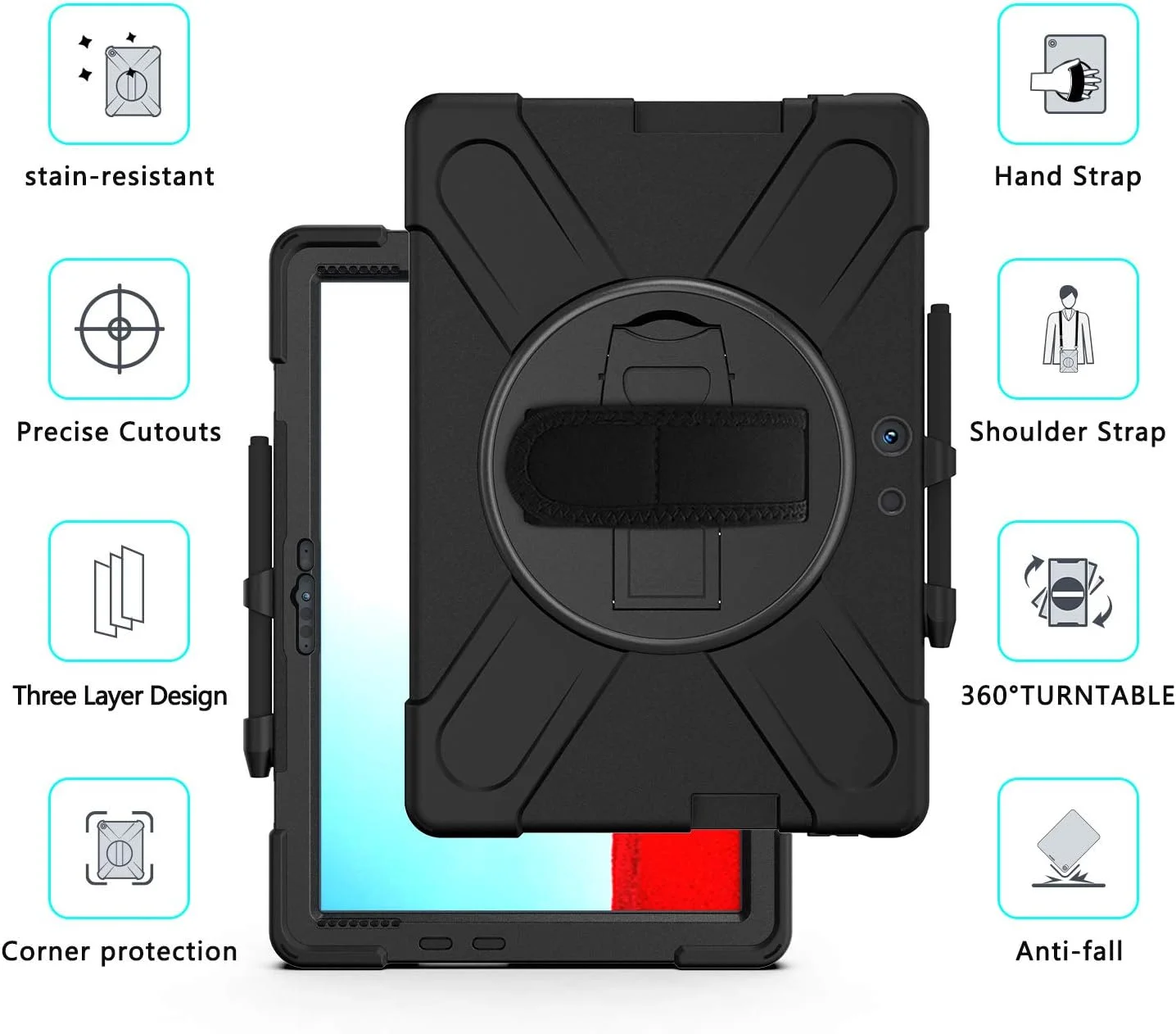 کاور مقاوم FONREST برای مایکروسافت Surface Pro X (2020/2019) با پایه تاشو، نگهدارنده قلم، قاب ضد ضربه هیبریدی 13 اینچی با دستگیره چرخشی 360 درجه و بند شانه (مشکی) کاور مقاوم FONREST برای مایکروسافت Surface Pro X (2020/2019) با پایه تاشو، نگهدارنده قلم، قاب ضد ضربه هیبریدی 13 اینچی با دستگیره چرخشی 360 درجه و بند شانه (مشکی)