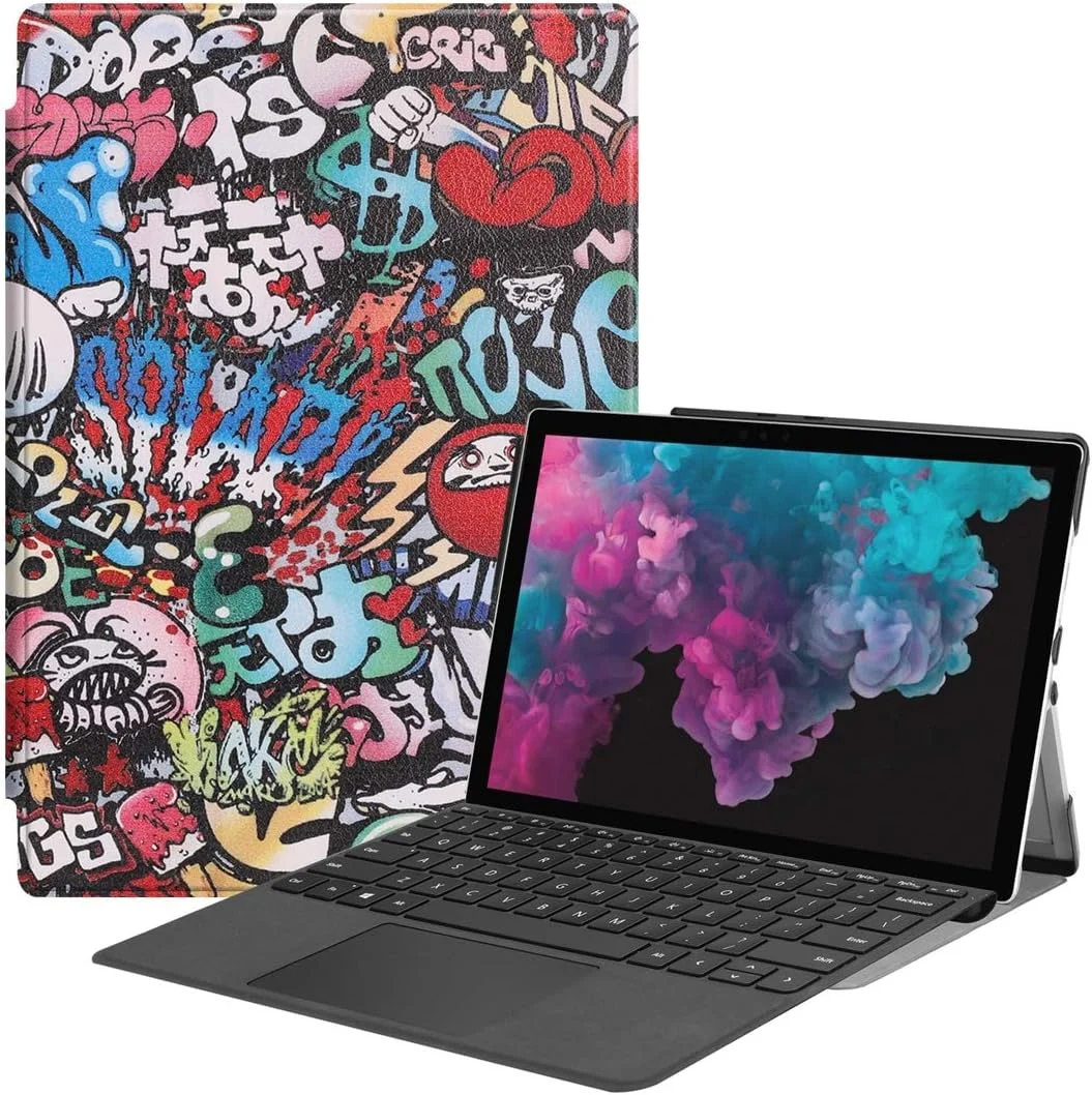 CHENCHUAN Tablet Case Cover Graffiti Pattern Colored Painted Horizontal Flip PU Leather Case for Microsoft Surface Pro 4/5 / 6 12.3 inch, with Holder & Pen Slot PC Accessory