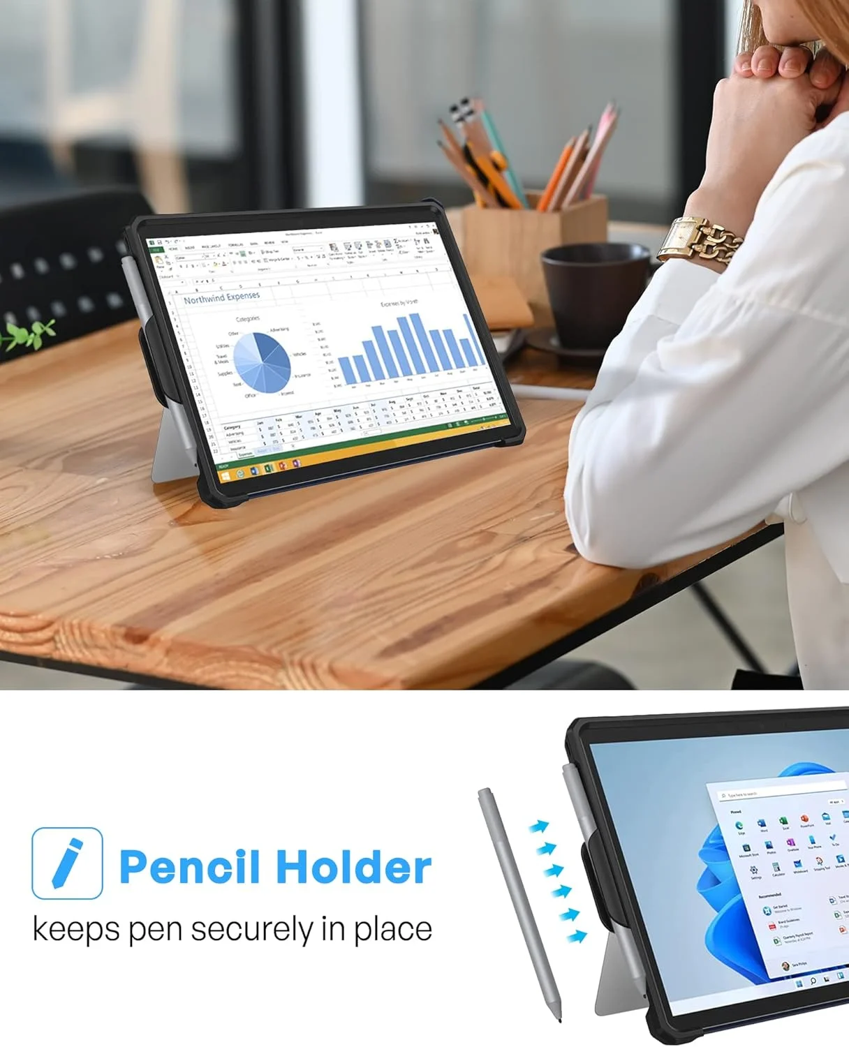 کیف ضد ضربه ProCase برای مایکروسافت Surface Go 3 2021 / Surface Go 2 2020 / Surface Go 2018، کاور محافظ ارتقا یافته با نگهدارنده قلم، سازگار با کیبورد Type Cover - مشکی کیف ضد ضربه ProCase برای مایکروسافت Surface Go 3 2021 / Surface Go 2 2020 / Surface Go 2018، کاور محافظ ارتقا یافته با نگهدارنده قلم، سازگار با کیبورد Type Cover - مشکی