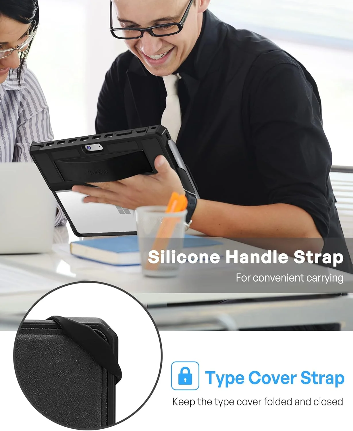 کیف ضد ضربه ProCase برای مایکروسافت Surface Go 3 2021 / Surface Go 2 2020 / Surface Go 2018، کاور محافظ ارتقا یافته با نگهدارنده قلم، سازگار با کیبورد Type Cover - مشکی کیف ضد ضربه ProCase برای مایکروسافت Surface Go 3 2021 / Surface Go 2 2020 / Surface Go 2018، کاور محافظ ارتقا یافته با نگهدارنده قلم، سازگار با کیبورد Type Cover - مشکی