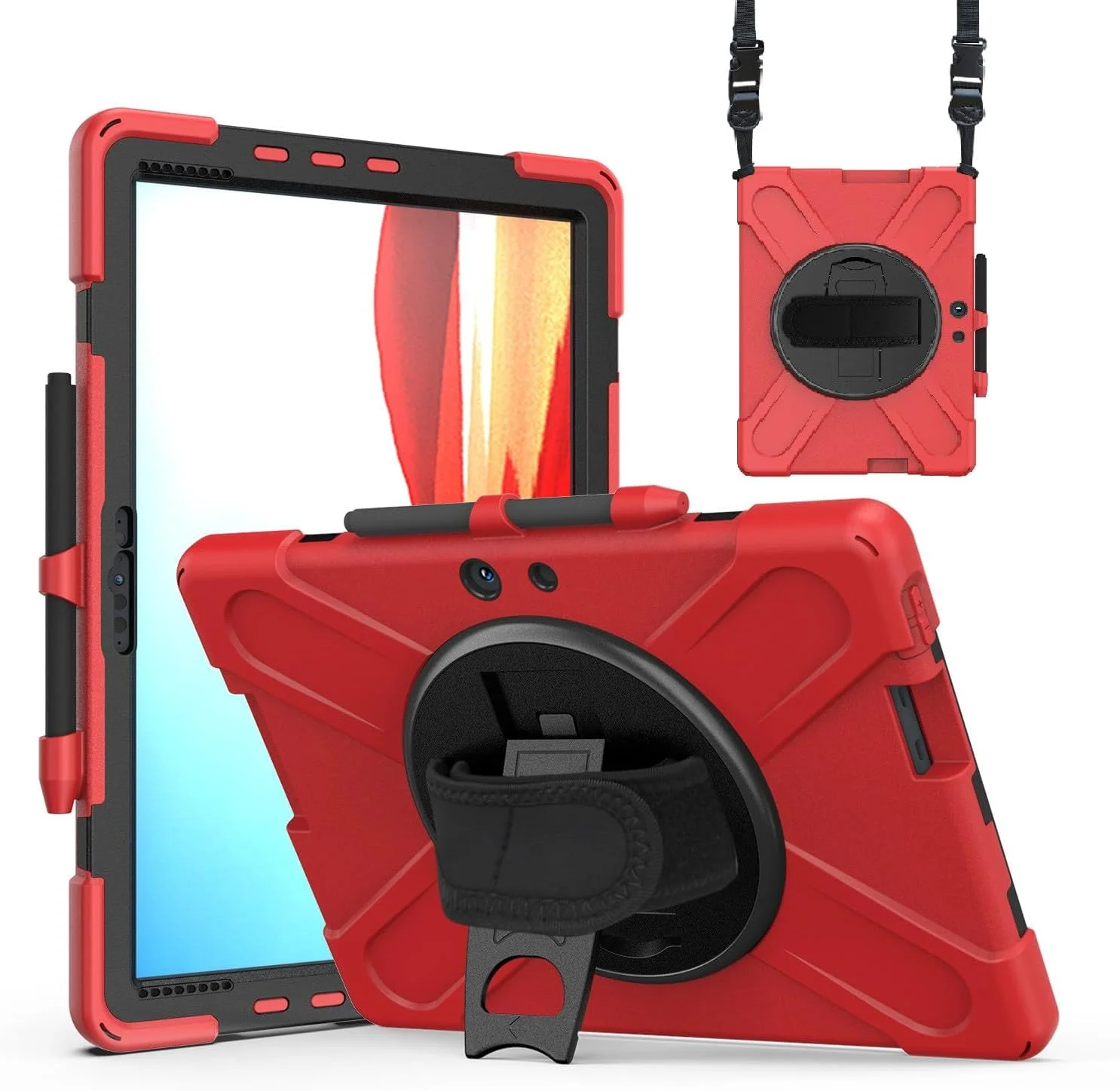 کیف محافظ SLLMYYX برای مایکروسافت Surface Pro X ۱۳ اینچی مدلهای ۲۰۲۱/۲۰۲۰/۲۰۱۹، با پایه چرخان ۳۶۰ درجه، ضد ضربه و مقاوم به همراه بند شانه، قرمز کیف محافظ SLLMYYX برای مایکروسافت Surface Pro X ۱۳ اینچی مدلهای ۲۰۲۱/۲۰۲۰/۲۰۱۹، با پایه چرخان ۳۶۰ درجه، ضد ضربه و مقاوم به همراه بند شانه، قرمز