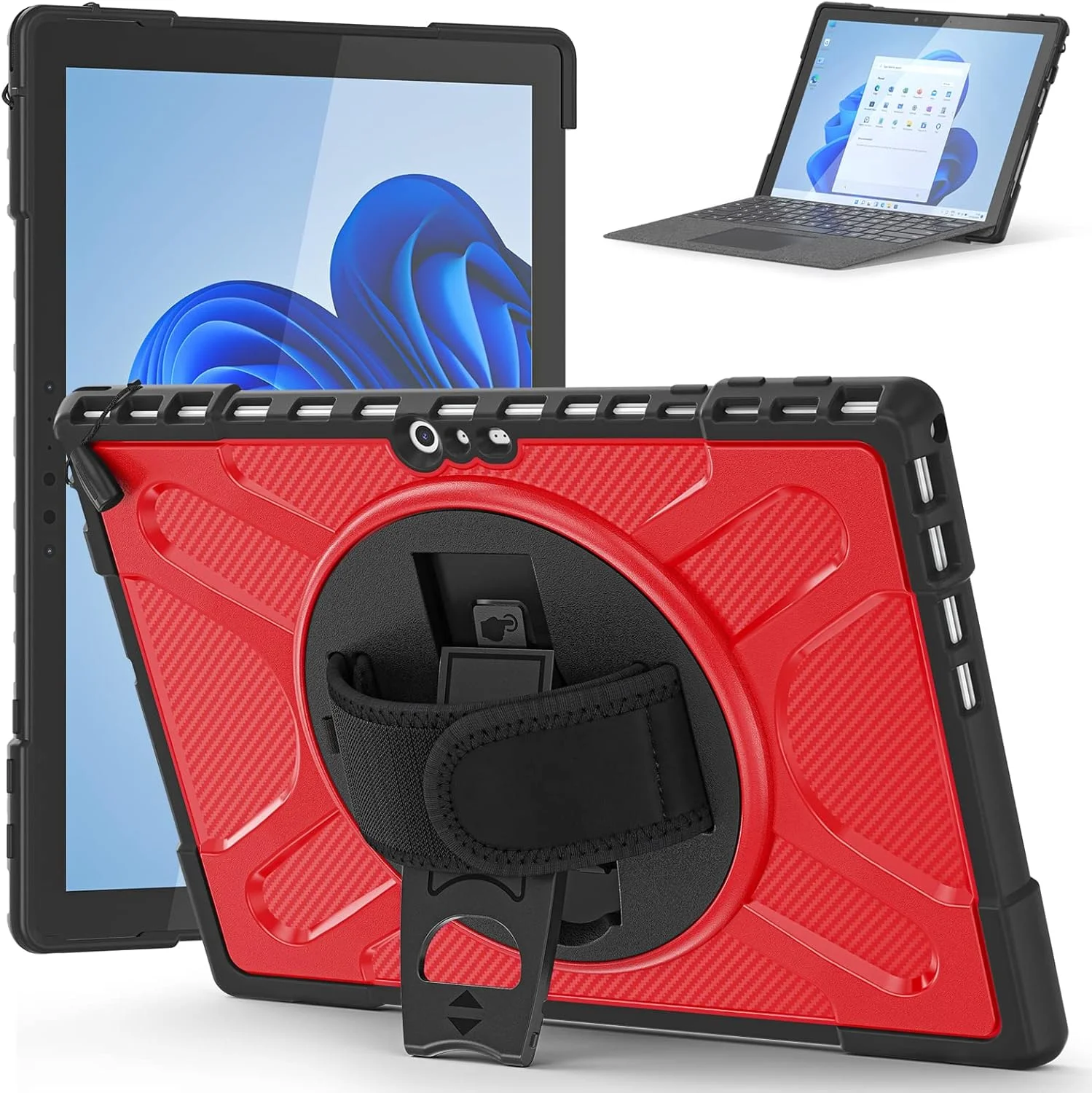 کاور محافظ ZXHYliang برای مایکروسافت Surface Pro 7 Plus/Pro 7 / Pro 6 / Pro 5 / Pro 4: دارای پایه و بند دستی، مقاوم در برابر ضربه، سازگار با کیبورد Type Cover. (قرمز) کاور محافظ ZXHYliang برای مایکروسافت Surface Pro 7 Plus/Pro 7 / Pro 6 / Pro 5 / Pro 4: دارای پایه و بند دستی، مقاوم در برابر ضربه، سازگار با کیبورد Type Cover. (قرمز)