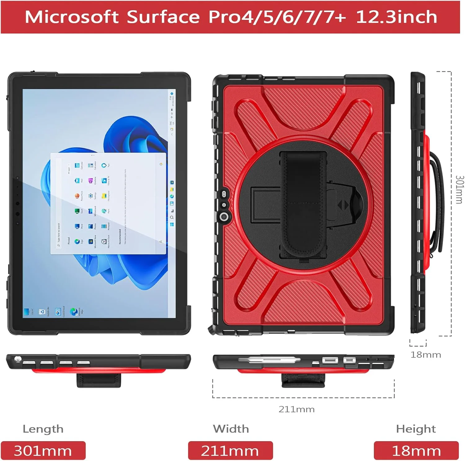 کاور محافظ ZXHYliang برای مایکروسافت Surface Pro 7 Plus/Pro 7 / Pro 6 / Pro 5 / Pro 4: دارای پایه و بند دستی، مقاوم در برابر ضربه، سازگار با کیبورد Type Cover. (قرمز) کاور محافظ ZXHYliang برای مایکروسافت Surface Pro 7 Plus/Pro 7 / Pro 6 / Pro 5 / Pro 4: دارای پایه و بند دستی، مقاوم در برابر ضربه، سازگار با کیبورد Type Cover. (قرمز)