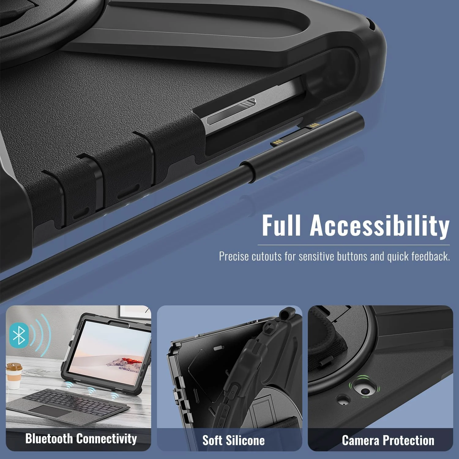 Microsoft Surface Go 2 / Surface Go Case with Hande Hand Strap Stand Pen Holder Shoulder Strap, Heavy Duty Rugged Silicone Shockproof Case for Surface Go 2 10.5 Inch 2020/Surface Go 10 Inch 2018 Black Microsoft Surface Go 2 / Surface Go Case with Hande Hand Strap Stand Pen Holder Shoulder Strap, Heavy Duty Rugged Silicone Shockproof Case for Surface Go 2 10.5 Inch 2020/Surface Go 10 Inch 2018 Black