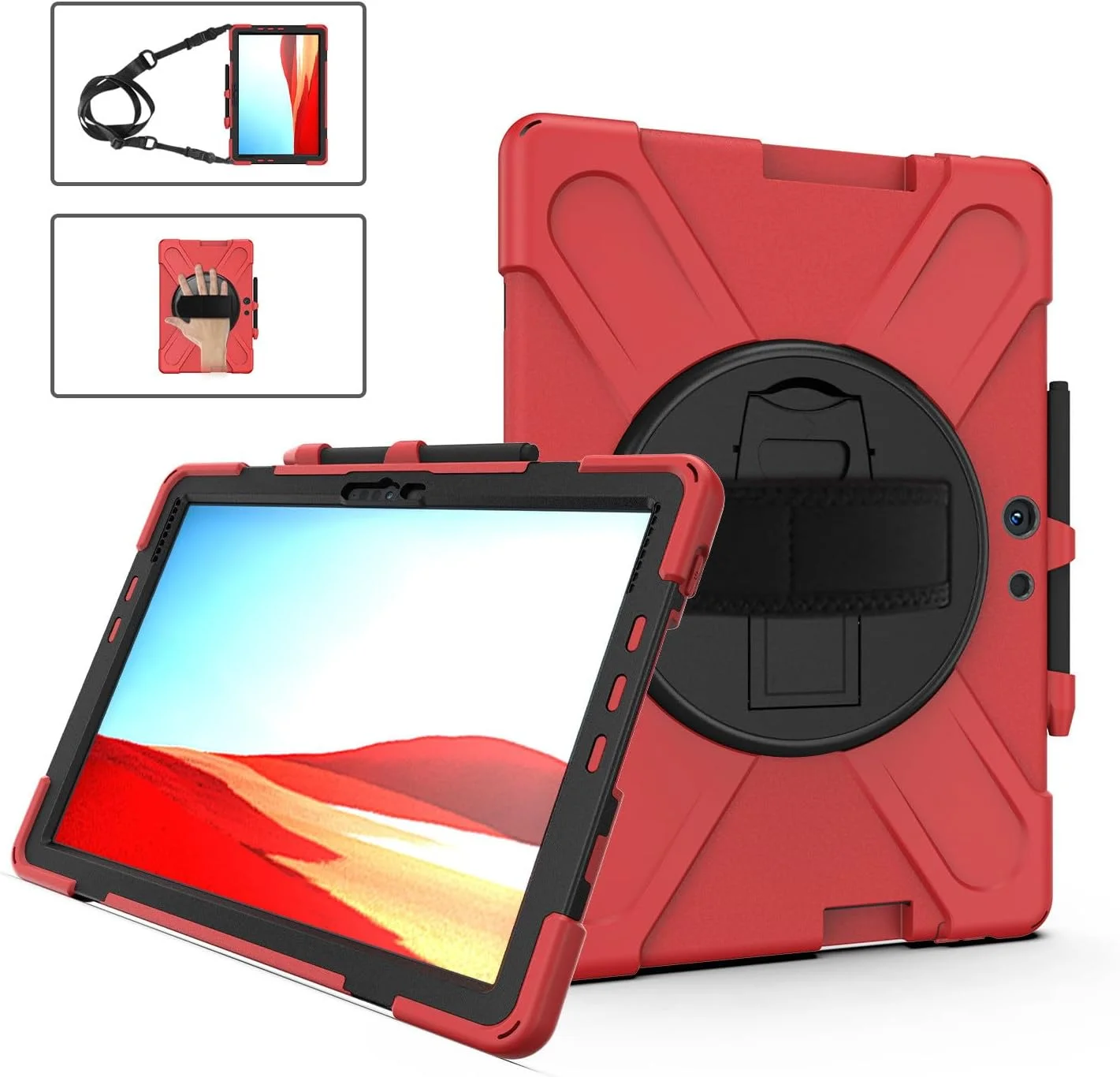 کیف محافظ SLLMYYX برای مایکروسافت Surface Pro X ۱۳ اینچی مدلهای ۲۰۲۱/۲۰۲۰/۲۰۱۹، با پایه چرخان ۳۶۰ درجه، ضد ضربه و مقاوم به همراه بند شانه، قرمز کیف محافظ SLLMYYX برای مایکروسافت Surface Pro X ۱۳ اینچی مدلهای ۲۰۲۱/۲۰۲۰/۲۰۱۹، با پایه چرخان ۳۶۰ درجه، ضد ضربه و مقاوم به همراه بند شانه، قرمز