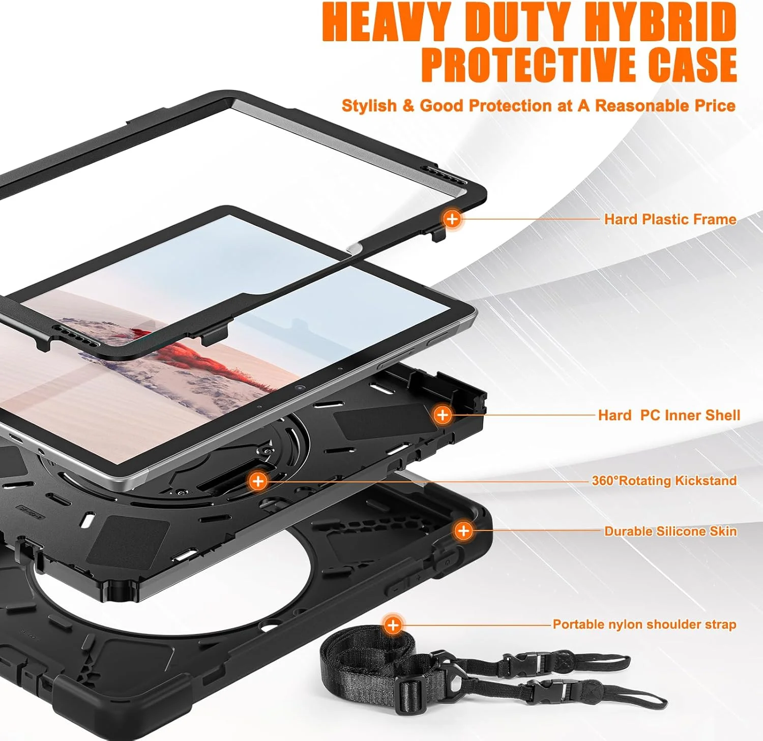 Microsoft Surface Go 2 / Surface Go Case with Hande Hand Strap Stand Pen Holder Shoulder Strap, Heavy Duty Rugged Silicone Shockproof Case for Surface Go 2 10.5 Inch 2020/Surface Go 10 Inch 2018 Black Microsoft Surface Go 2 / Surface Go Case with Hande Hand Strap Stand Pen Holder Shoulder Strap, Heavy Duty Rugged Silicone Shockproof Case for Surface Go 2 10.5 Inch 2020/Surface Go 10 Inch 2018 Black