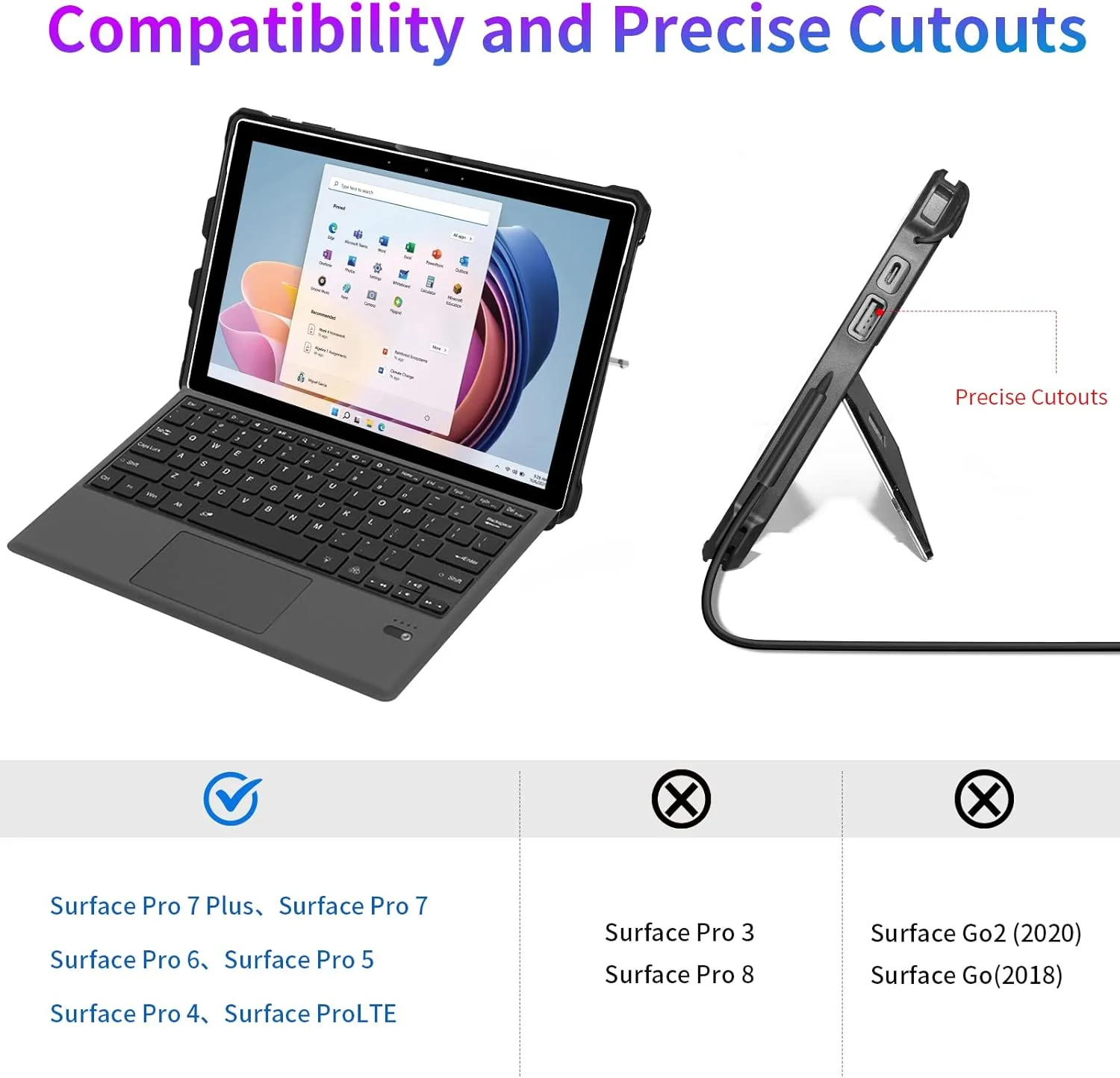 کیف محافظ SSS·GRGB مناسب برای تبلت 12.3 اینچی Microsoft Surface Pro 7+/Pro 7/Pro 6/Pro 5/Pro 4/Pro LTE، کاور محافظ مقاوم، دارای جای قلم و بند دستی، سازگار با کیبورد Type Cover کیف محافظ SSS·GRGB مناسب برای تبلت 12.3 اینچی Microsoft Surface Pro 7+/Pro 7/Pro 6/Pro 5/Pro 4/Pro LTE، کاور محافظ مقاوم، دارای جای قلم و بند دستی، سازگار با کیبورد Type Cover