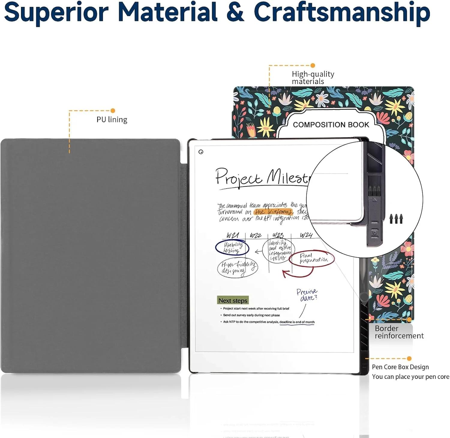 کیف QIOFEARTH برای تبلت Remarkable Paper Pro 11.8 اینچی (نسخه 2024)، سبک و دارای روکش سخت پشتی، جلد محافظ کتابی، دارای حالت خواب/بیدار خودکار، جای قلم و جعبه نوک قلم (کتاب گل) کیف QIOFEARTH برای تبلت Remarkable Paper Pro 11.8 اینچی (نسخه 2024)، سبک و دارای روکش سخت پشتی، جلد محافظ کتابی، دارای حالت خواب/بیدار خودکار، جای قلم و جعبه نوک قلم (کتاب گل)