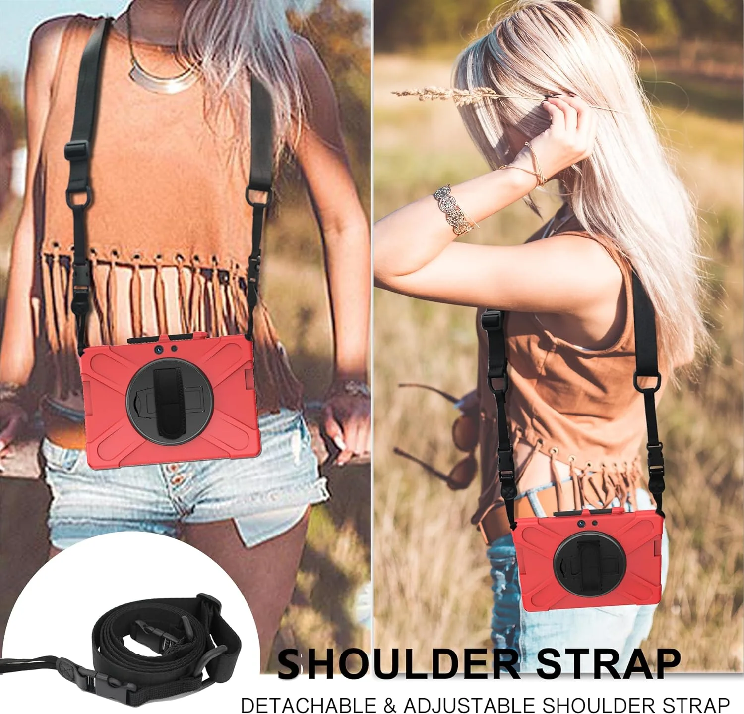 کیف محافظ SLLMYYX برای مایکروسافت Surface Pro X ۱۳ اینچی مدلهای ۲۰۲۱/۲۰۲۰/۲۰۱۹، با پایه چرخان ۳۶۰ درجه، ضد ضربه و مقاوم به همراه بند شانه، قرمز کیف محافظ SLLMYYX برای مایکروسافت Surface Pro X ۱۳ اینچی مدلهای ۲۰۲۱/۲۰۲۰/۲۰۱۹، با پایه چرخان ۳۶۰ درجه، ضد ضربه و مقاوم به همراه بند شانه، قرمز