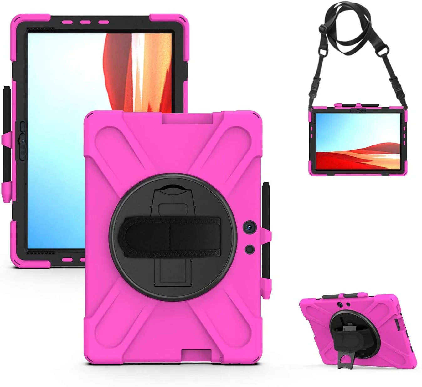 کیف ZXHYliang برای Microsoft Surface Pro X 13 اینچ 2021/2020/2019: دارای جای قلم، کاور هیبریدی قابل حمل و ضد ضربه، دسته قلاب و حلقه چرخان، بند شانه. (قرمز گل رز) کیف ZXHYliang برای Microsoft Surface Pro X 13 اینچ 2021/2020/2019: دارای جای قلم، کاور هیبریدی قابل حمل و ضد ضربه، دسته قلاب و حلقه چرخان، بند شانه. (قرمز گل رز)