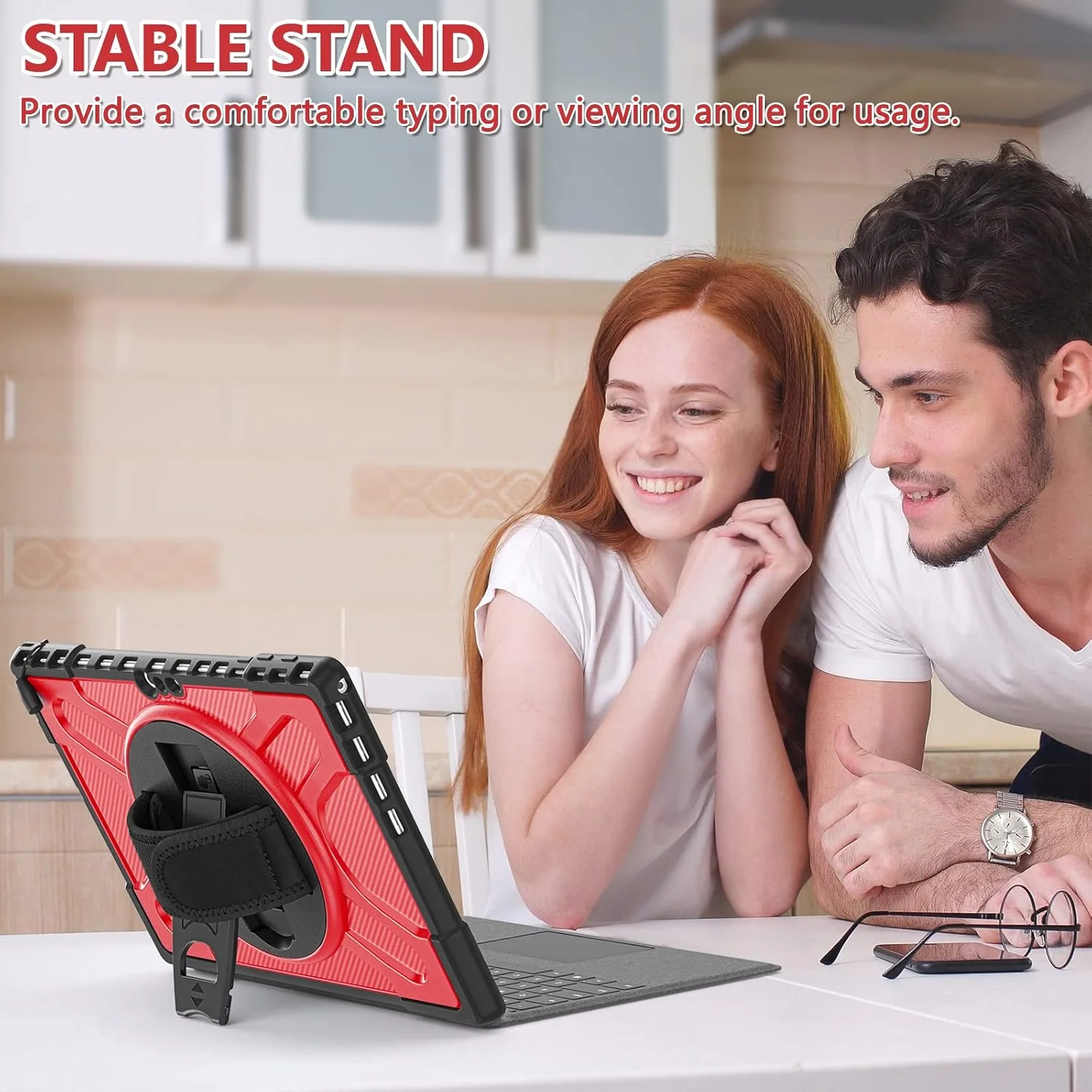 کاور محافظ ZXHYliang برای مایکروسافت Surface Pro 7 Plus/Pro 7 / Pro 6 / Pro 5 / Pro 4: دارای پایه و بند دستی، مقاوم در برابر ضربه، سازگار با کیبورد Type Cover. (قرمز) کاور محافظ ZXHYliang برای مایکروسافت Surface Pro 7 Plus/Pro 7 / Pro 6 / Pro 5 / Pro 4: دارای پایه و بند دستی، مقاوم در برابر ضربه، سازگار با کیبورد Type Cover. (قرمز)