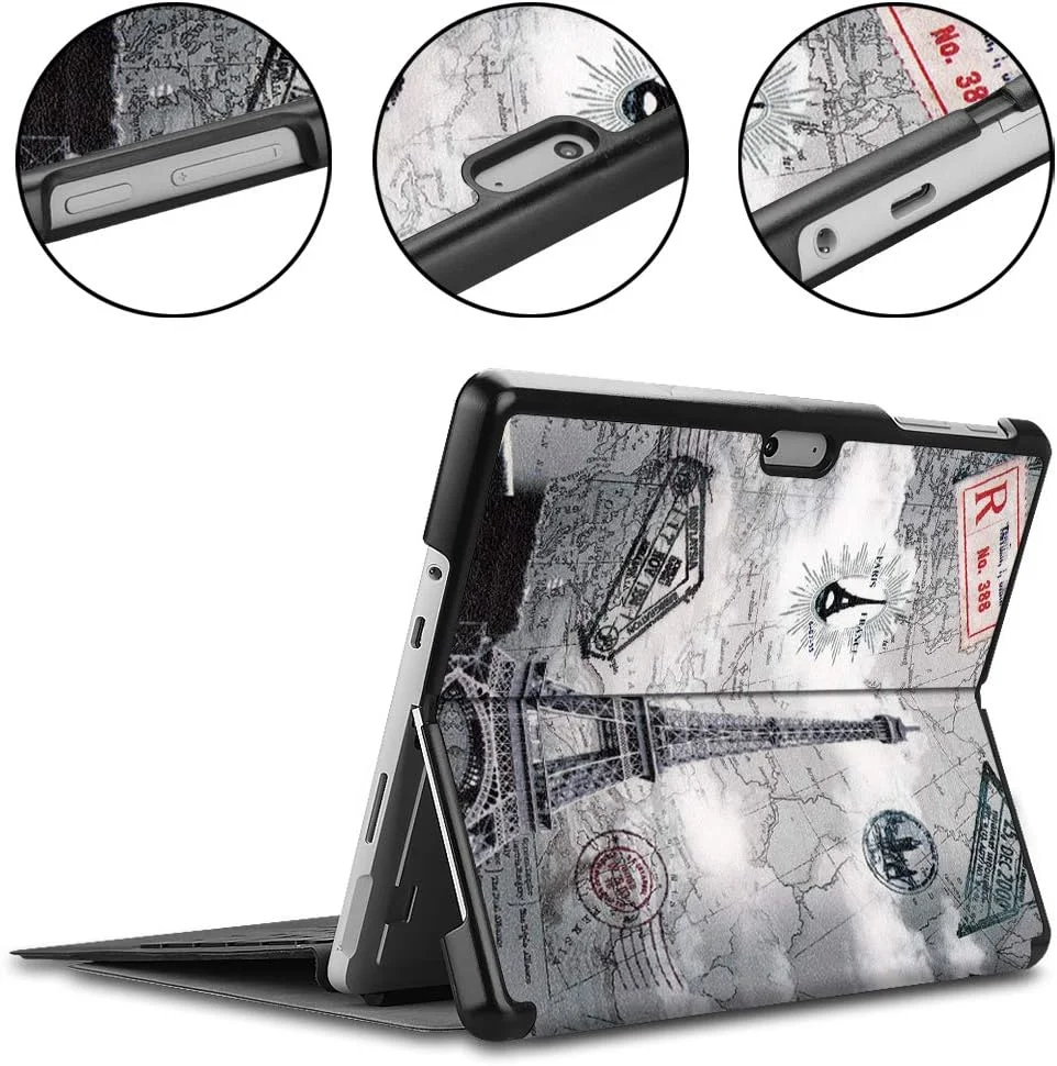 کیف سرفیس گو با جای قلم سرفیس، کیف چرمی سبک و باریک EpicGadget با طرح برج ایفل برای مایکروسافت سرفیس گو 2018 کیف سرفیس گو با جای قلم سرفیس، کیف چرمی سبک و باریک EpicGadget با طرح برج ایفل برای مایکروسافت سرفیس گو 2018