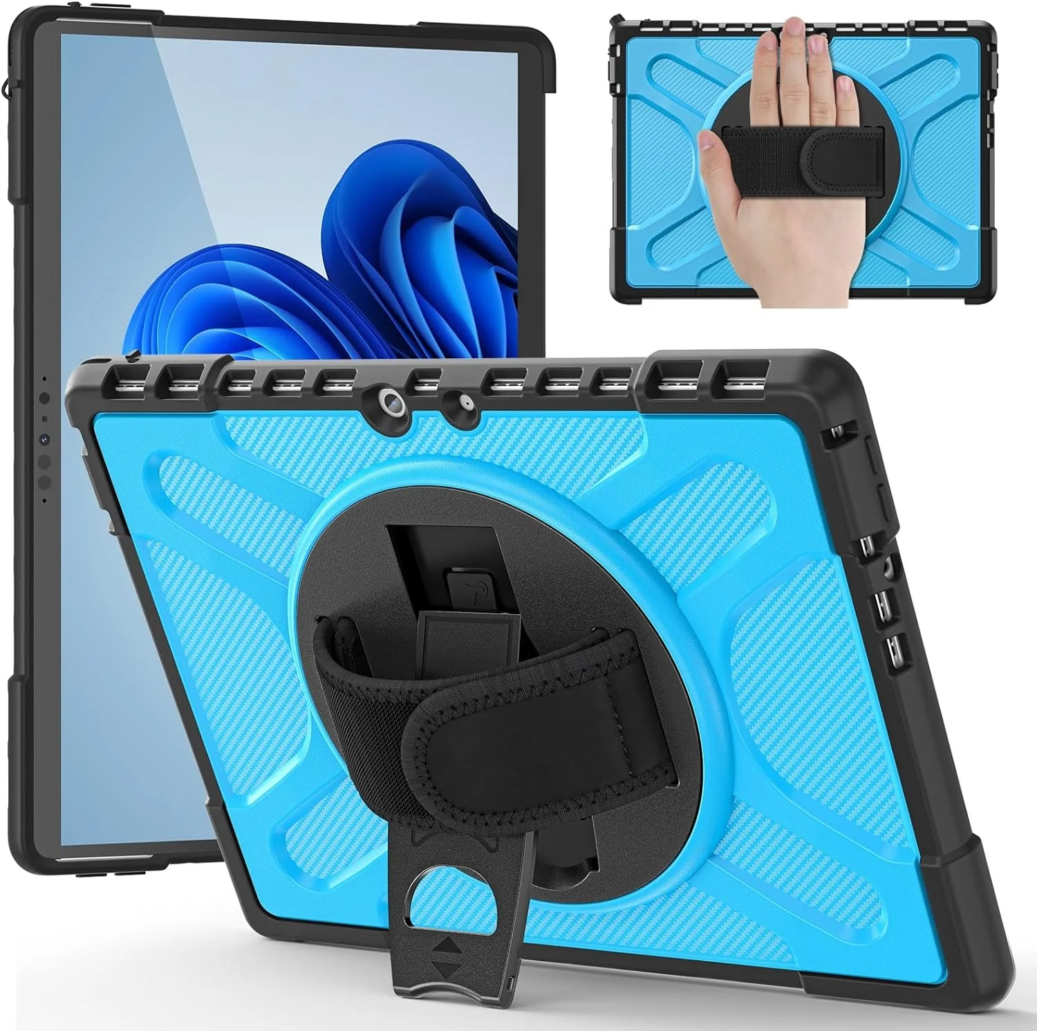 کیف محافظ تبلت سازگار با مایکروسافت Surface Pro 8 (نسخه 2021) 13 اینچی با پایه 360 درجه سازگار با صفحه کلید Type Cover، کیف محافظ مقاوم در برابر ضربه تبلت کیف محافظ تبلت سازگار با مایکروسافت Surface Pro 8 (نسخه 2021) 13 اینچی با پایه 360 درجه سازگار با صفحه کلید Type Cover، کیف محافظ مقاوم در برابر ضربه تبلت