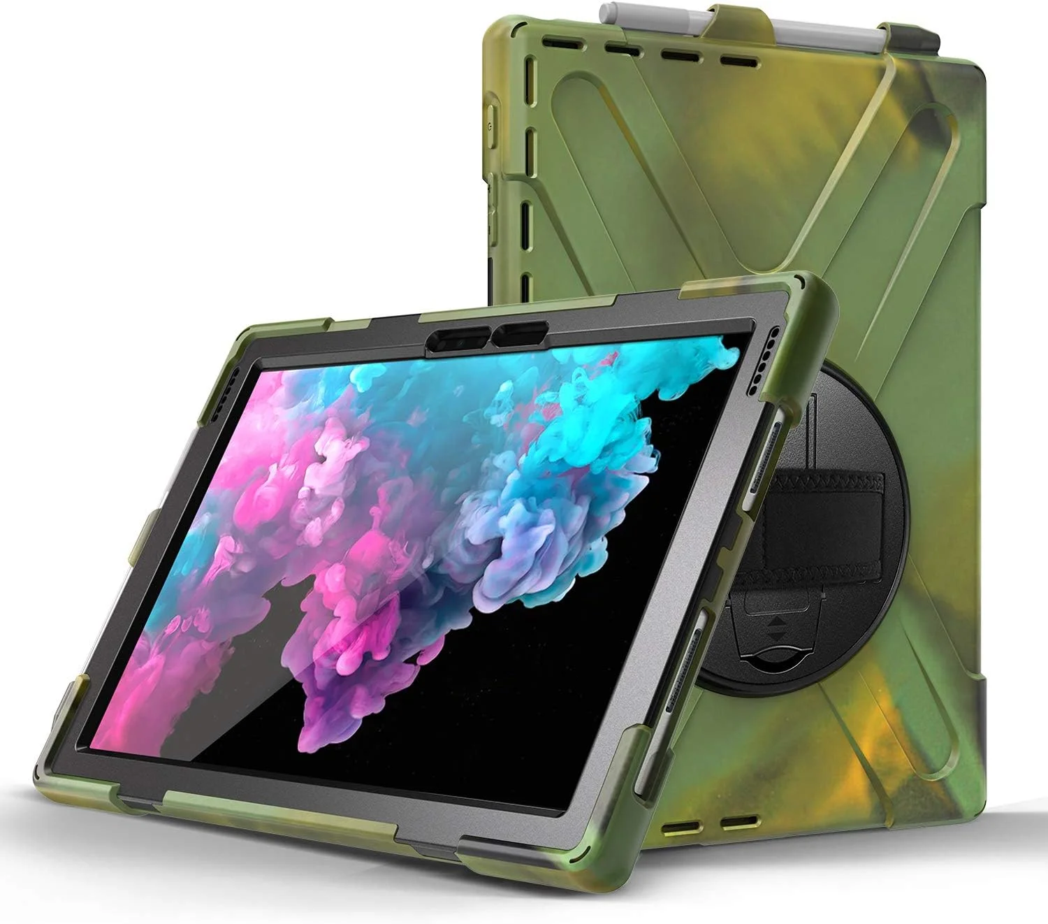 کاور ZXHYliang برای مایکروسافت Surface Pro 7 Plus/Pro 7 / Pro 6 / Pro 5 / Pro 4: دارای نگهدارنده قلم، کاور هیبریدی قابل حمل و ضد ضربه با دسته چرخشی Hook&Loop و بند شانه (استتار) کاور ZXHYliang برای مایکروسافت Surface Pro 7 Plus/Pro 7 / Pro 6 / Pro 5 / Pro 4: دارای نگهدارنده قلم، کاور هیبریدی قابل حمل و ضد ضربه با دسته چرخشی Hook&Loop و بند شانه (استتار)