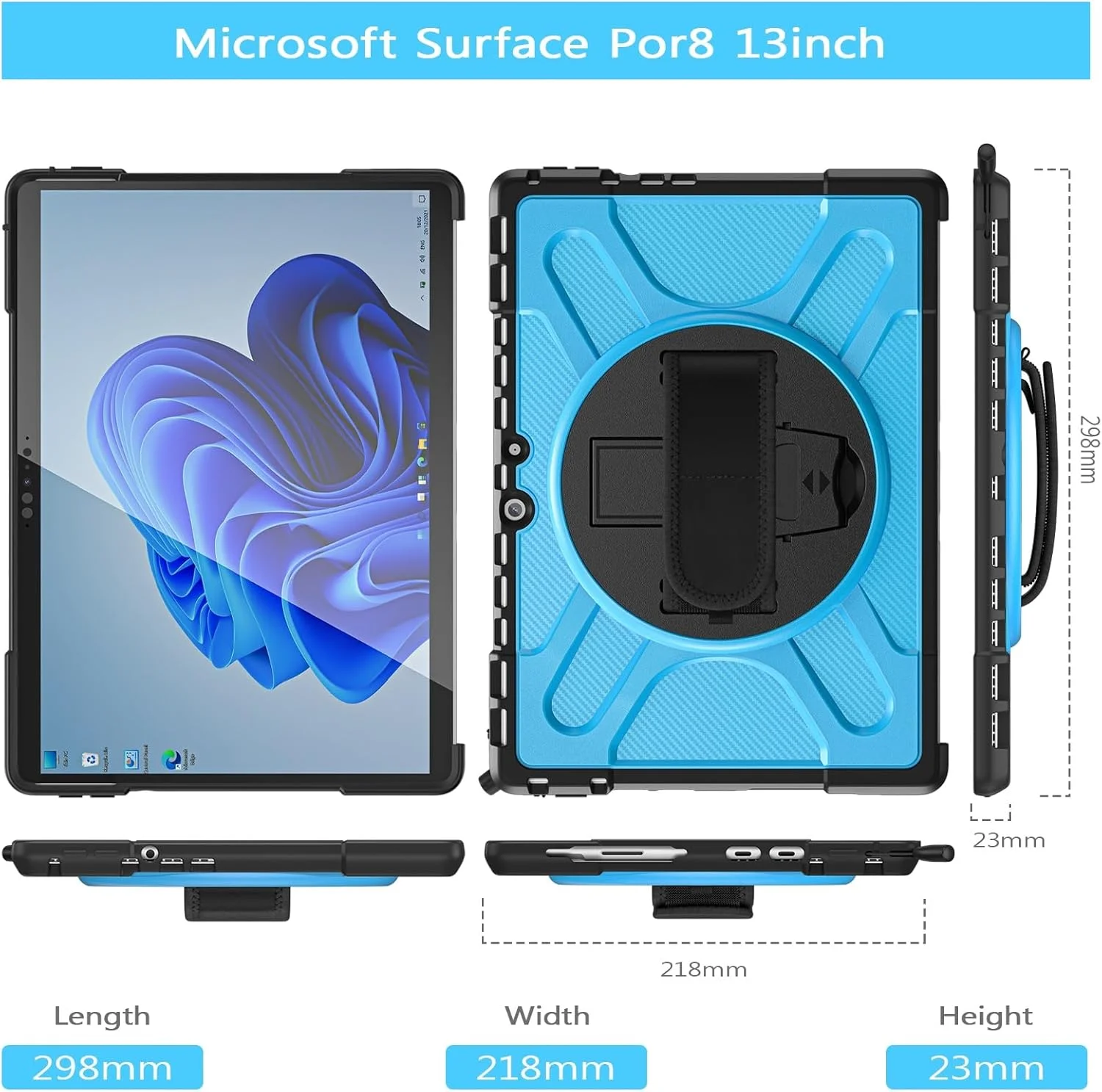 کیف محافظ تبلت سازگار با مایکروسافت Surface Pro 8 (نسخه 2021) 13 اینچی با پایه 360 درجه سازگار با صفحه کلید Type Cover، کیف محافظ مقاوم در برابر ضربه تبلت کیف محافظ تبلت سازگار با مایکروسافت Surface Pro 8 (نسخه 2021) 13 اینچی با پایه 360 درجه سازگار با صفحه کلید Type Cover، کیف محافظ مقاوم در برابر ضربه تبلت