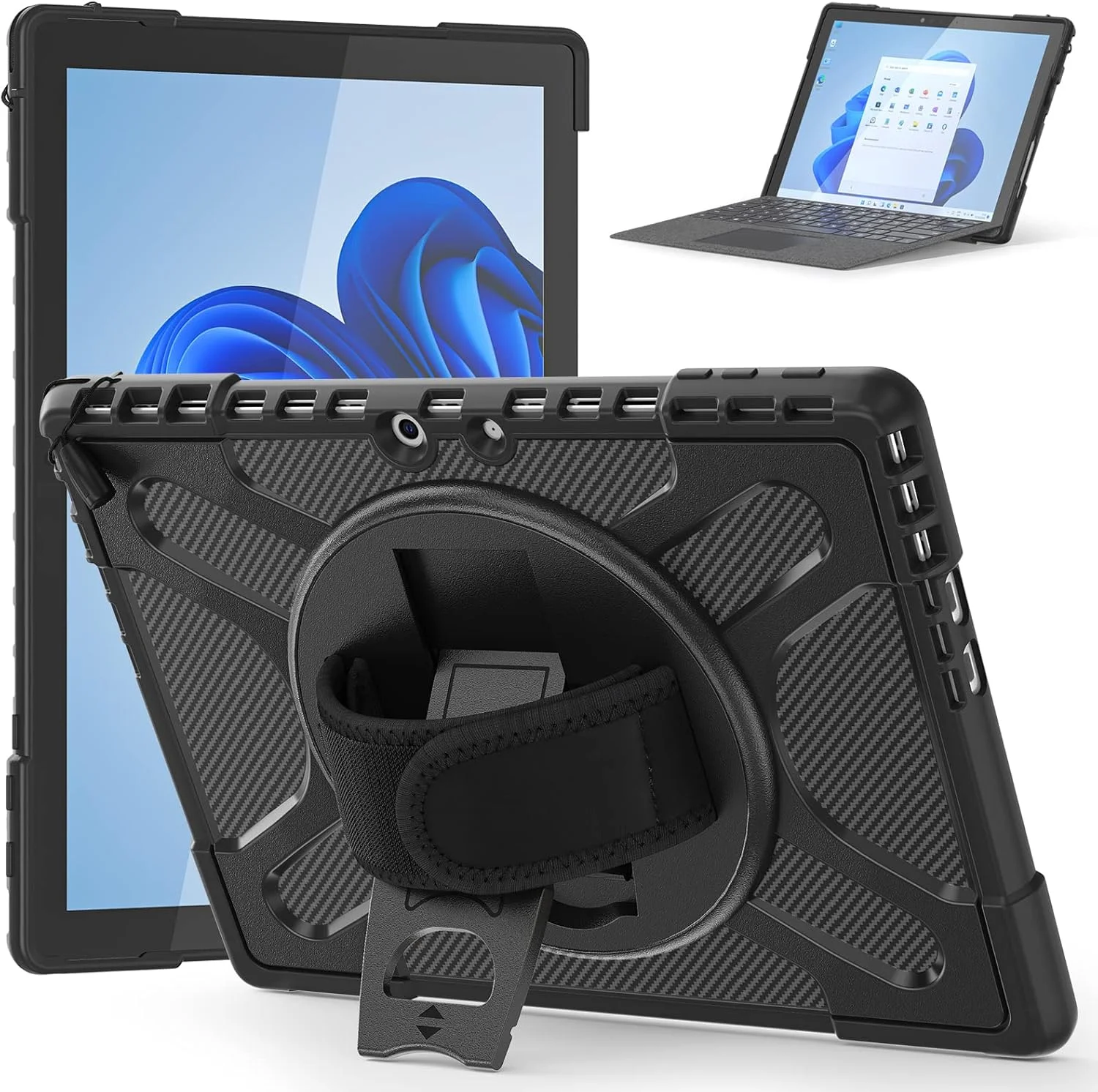 Robust Protective Case for Microsoft Surface Pro 9 13 Inch 2022 Case with Rotating Stand, Portable Hybrid Shockproof Armor Cover with 360° Rotating Hand Strap, Compatible with Type Cover Keyboard Robust Protective Case for Microsoft Surface Pro 9 13 Inch 2022 Case with Rotating Stand, Portable Hybrid Shockproof Armor Cover with 360° Rotating Hand Strap, Compatible with Type Cover Keyboard