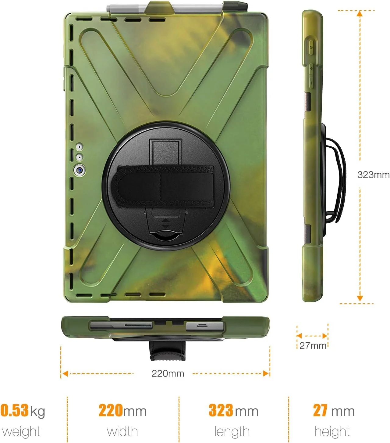 کاور ZXHYliang برای مایکروسافت Surface Pro 7 Plus/Pro 7 / Pro 6 / Pro 5 / Pro 4: دارای نگهدارنده قلم، کاور هیبریدی قابل حمل و ضد ضربه با دسته چرخشی Hook&Loop و بند شانه (استتار) کاور ZXHYliang برای مایکروسافت Surface Pro 7 Plus/Pro 7 / Pro 6 / Pro 5 / Pro 4: دارای نگهدارنده قلم، کاور هیبریدی قابل حمل و ضد ضربه با دسته چرخشی Hook&Loop و بند شانه (استتار)