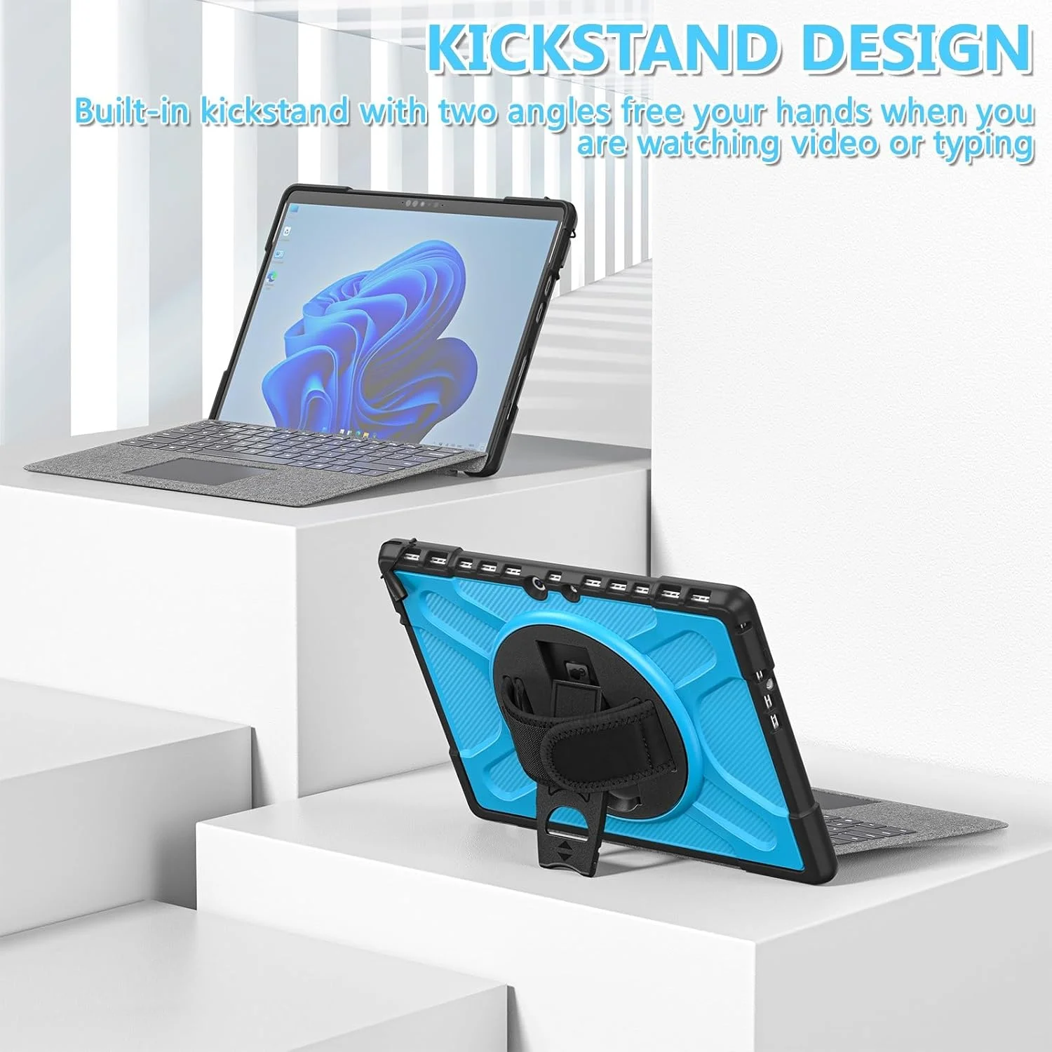 کیف محافظ تبلت سازگار با مایکروسافت Surface Pro 8 (نسخه 2021) 13 اینچی با پایه 360 درجه سازگار با صفحه کلید Type Cover، کیف محافظ مقاوم در برابر ضربه تبلت کیف محافظ تبلت سازگار با مایکروسافت Surface Pro 8 (نسخه 2021) 13 اینچی با پایه 360 درجه سازگار با صفحه کلید Type Cover، کیف محافظ مقاوم در برابر ضربه تبلت