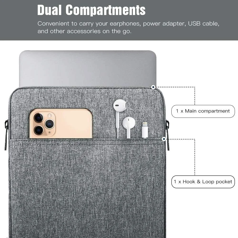 کیف محافظ تبلت ProElite مناسب برای تبلت‌های 12 تا 13 اینچی، سازگار با Samsung Galaxy Tab S7 Plus/S8 Plus/S7 Fe 12.4", Apple iPad Pro 12.9", Lenovo Tab P12, Microsoft Surface Pro 4/5/6/7/8/9، خاکستری روشن