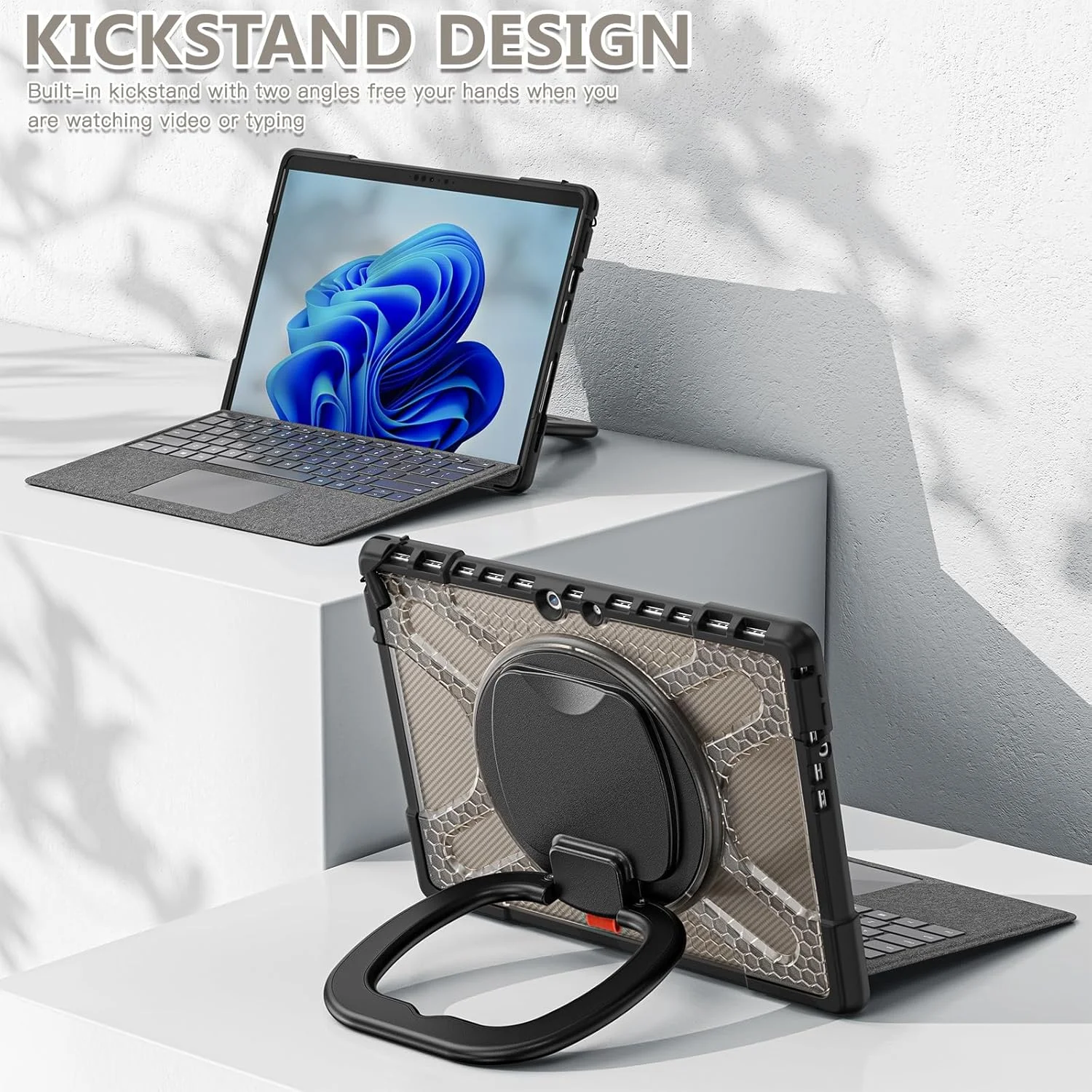 Tablet Protection Compatible with Microsoft Surface Pro 8 13 inch Rotating Stand Case Compatible with Keyboard Type Cover with Stand, Shock and Impact Resistant Protective Case Tablet Protection Compatible with Microsoft Surface Pro 8 13 inch Rotating Stand Case Compatible with Keyboard Type Cover with Stand, Shock and Impact Resistant Protective Case