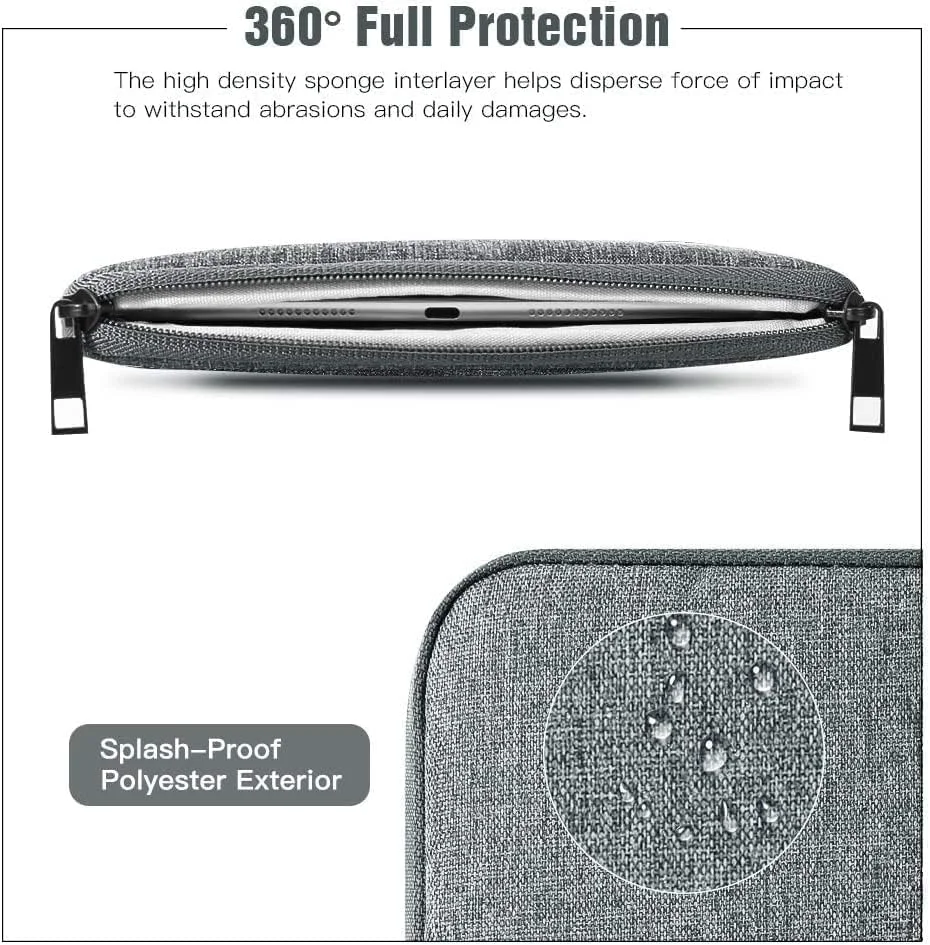 کیف محافظ تبلت ProElite مناسب برای تبلت‌های 12 تا 13 اینچی، سازگار با Samsung Galaxy Tab S7 Plus/S8 Plus/S7 Fe 12.4", Apple iPad Pro 12.9", Lenovo Tab P12, Microsoft Surface Pro 4/5/6/7/8/9، خاکستری روشن