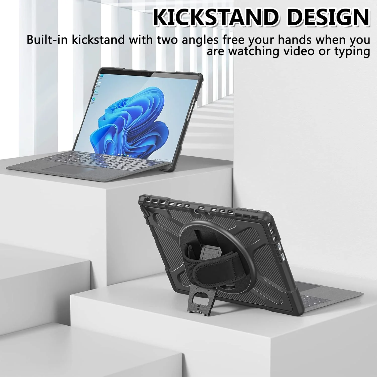 Robust Protective Case for Microsoft Surface Pro 9 13 Inch 2022 Case with Rotating Stand, Portable Hybrid Shockproof Armor Cover with 360° Rotating Hand Strap, Compatible with Type Cover Keyboard Robust Protective Case for Microsoft Surface Pro 9 13 Inch 2022 Case with Rotating Stand, Portable Hybrid Shockproof Armor Cover with 360° Rotating Hand Strap, Compatible with Type Cover Keyboard