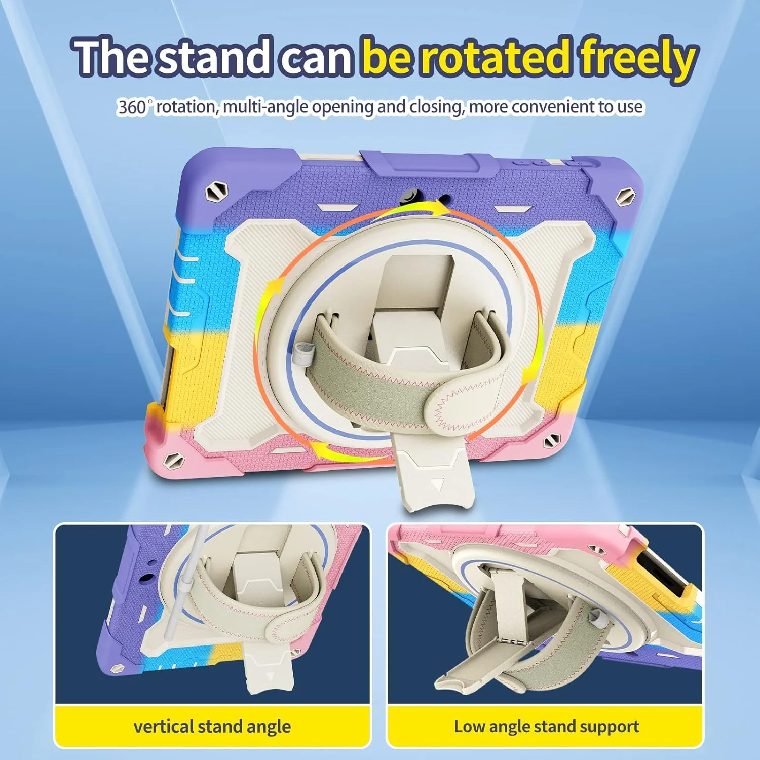 کیف محافظ تبلت کودکانه سازگار با مایکروسافت Surface Go 1/2/3 (10 اینچ)، براکت الاستیک چند زاویه ای + بند دستی چرخان 360 درجه، پوسته مقاوم در برابر شکستگی سه در یک، ضد ضربه، دارای بند شانه کیف محافظ تبلت کودکانه سازگار با مایکروسافت Surface Go 1/2/3 (10 اینچ)، براکت الاستیک چند زاویه ای + بند دستی چرخان 360 درجه، پوسته مقاوم در برابر شکستگی سه در یک، ضد ضربه، دارای بند شانه