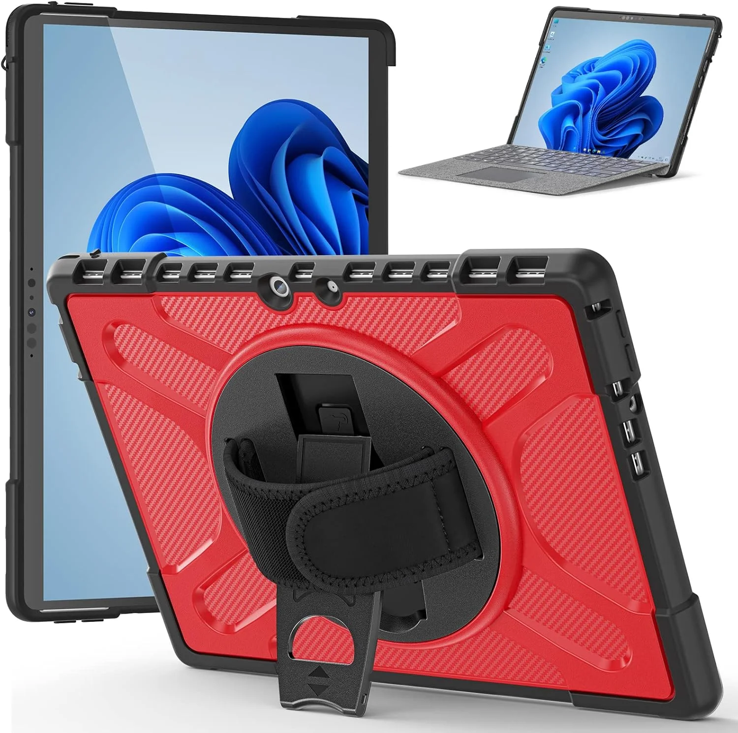 کیف محافظ ZXHYliang برای مایکروسافت Surface Pro 8 ۱۳ اینچی ۲۰۲۱: دارای پایه و بند دستی، مقاوم در برابر ضربه، سازگار با کیبورد Type Cover. (قرمز) کیف محافظ ZXHYliang برای مایکروسافت Surface Pro 8 ۱۳ اینچی ۲۰۲۱: دارای پایه و بند دستی، مقاوم در برابر ضربه، سازگار با کیبورد Type Cover. (قرمز)