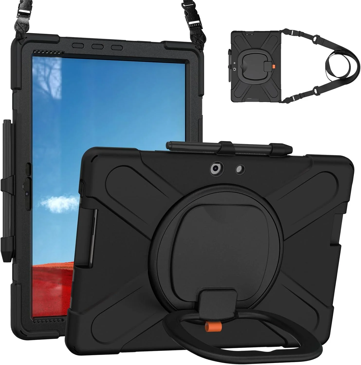 کیف محافظ SLLMYYX برای مایکروسافت سرفیس پرو X ۱۳ اینچی مدلهای ۲۰۲۱/۲۰۲۰/۲۰۱۹، با قابلیت چرخش ۳۶۰ درجه، دستگیره، پایه و بند شانهای ضد ضربه، رنگ مشکی کیف محافظ SLLMYYX برای مایکروسافت سرفیس پرو X ۱۳ اینچی مدلهای ۲۰۲۱/۲۰۲۰/۲۰۱۹، با قابلیت چرخش ۳۶۰ درجه، دستگیره، پایه و بند شانهای ضد ضربه، رنگ مشکی