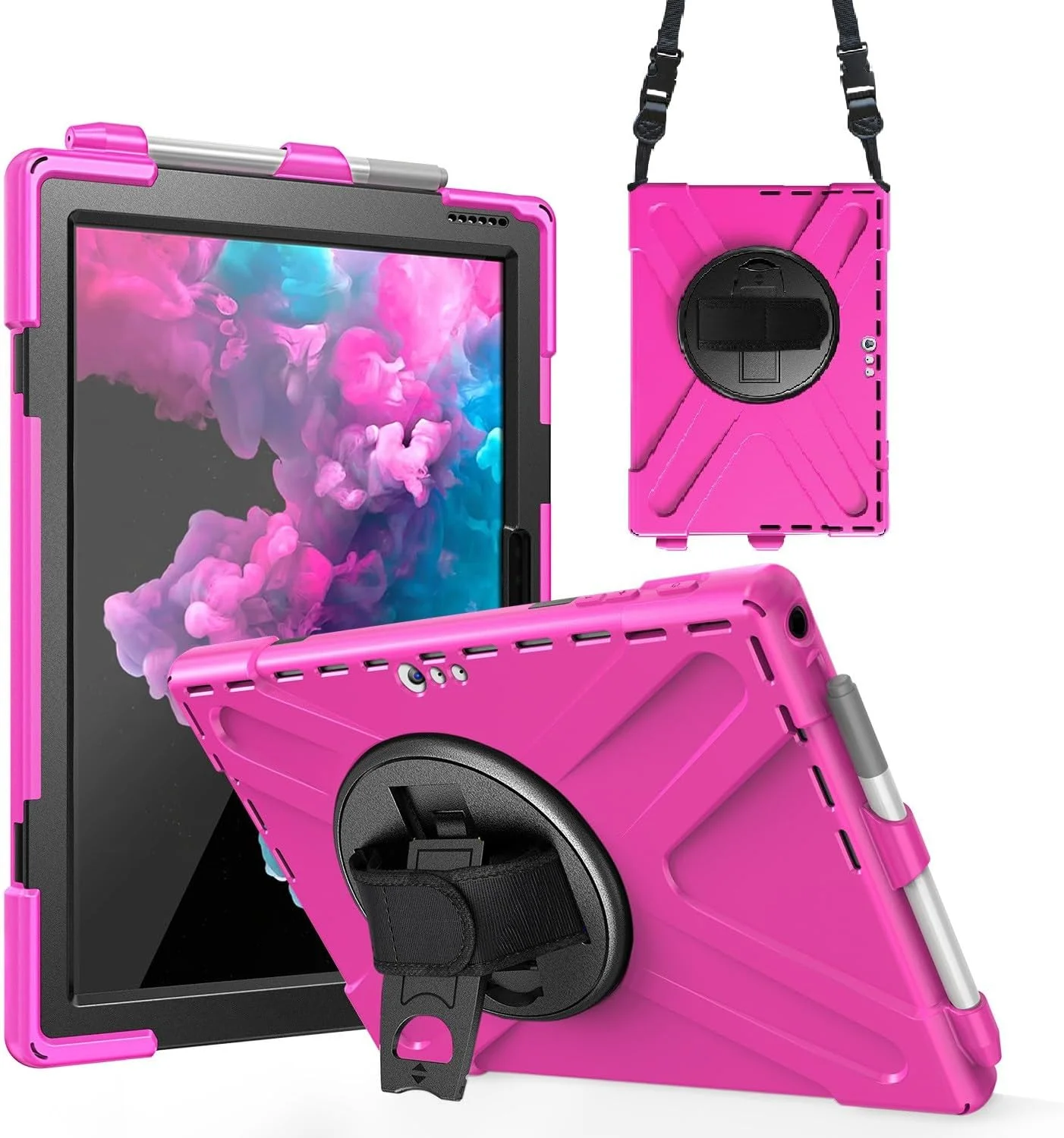 کاور محافظ SLLMYYX برای مایکروسافت Surface Pro 7+ Plus/7/6/5/4 سایز 12.3 اینچ، کاور محافظ ضد ضربه با بند چرخشی 360 درجه و بند شانه، رز کاور محافظ SLLMYYX برای مایکروسافت Surface Pro 7+ Plus/7/6/5/4 سایز 12.3 اینچ، کاور محافظ ضد ضربه با بند چرخشی 360 درجه و بند شانه، رز