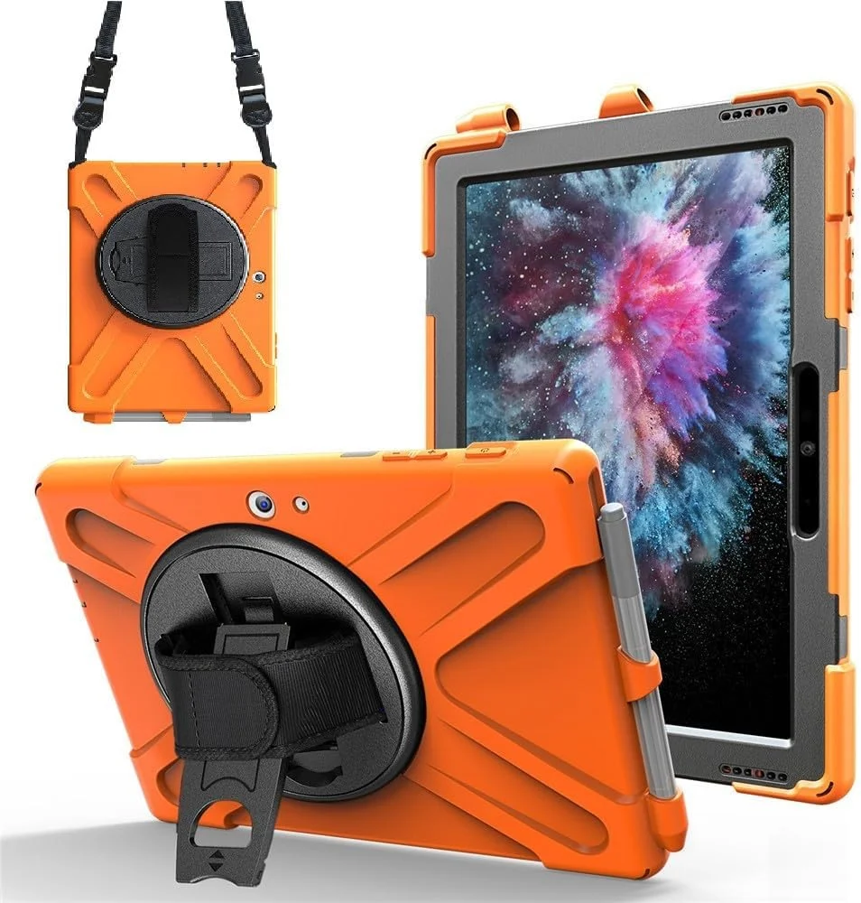 کاور SLLMYYX برای مایکروسافت Surface Go 3 2021 / Surface Go 2 2020 سایز 10.5 اینچ، کاور محافظ چرخشی 360 درجه ضد ضربه با بند شانه، نارنجی کاور SLLMYYX برای مایکروسافت Surface Go 3 2021 / Surface Go 2 2020 سایز 10.5 اینچ، کاور محافظ چرخشی 360 درجه ضد ضربه با بند شانه، نارنجی