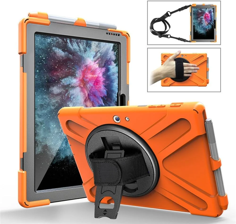 کاور SLLMYYX برای مایکروسافت Surface Go 3 2021 / Surface Go 2 2020 سایز 10.5 اینچ، کاور محافظ چرخشی 360 درجه ضد ضربه با بند شانه، نارنجی کاور SLLMYYX برای مایکروسافت Surface Go 3 2021 / Surface Go 2 2020 سایز 10.5 اینچ، کاور محافظ چرخشی 360 درجه ضد ضربه با بند شانه، نارنجی