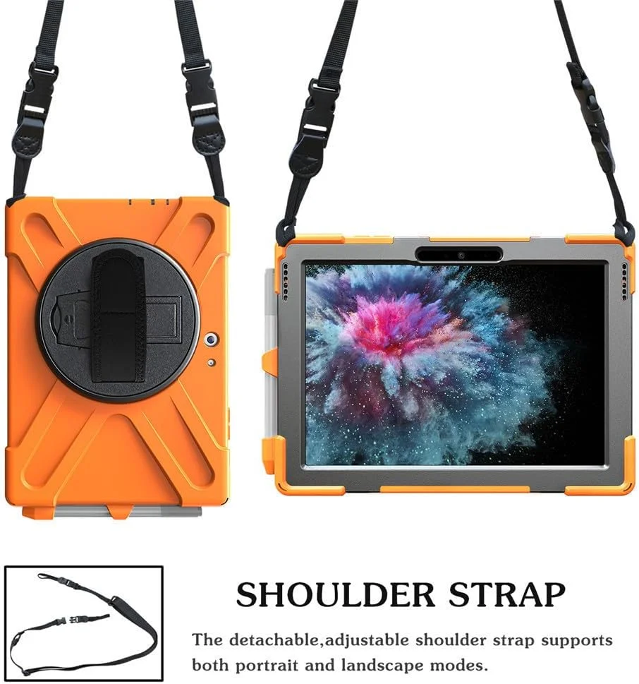 کاور SLLMYYX برای مایکروسافت Surface Go 3 2021 / Surface Go 2 2020 سایز 10.5 اینچ، کاور محافظ چرخشی 360 درجه ضد ضربه با بند شانه، نارنجی کاور SLLMYYX برای مایکروسافت Surface Go 3 2021 / Surface Go 2 2020 سایز 10.5 اینچ، کاور محافظ چرخشی 360 درجه ضد ضربه با بند شانه، نارنجی