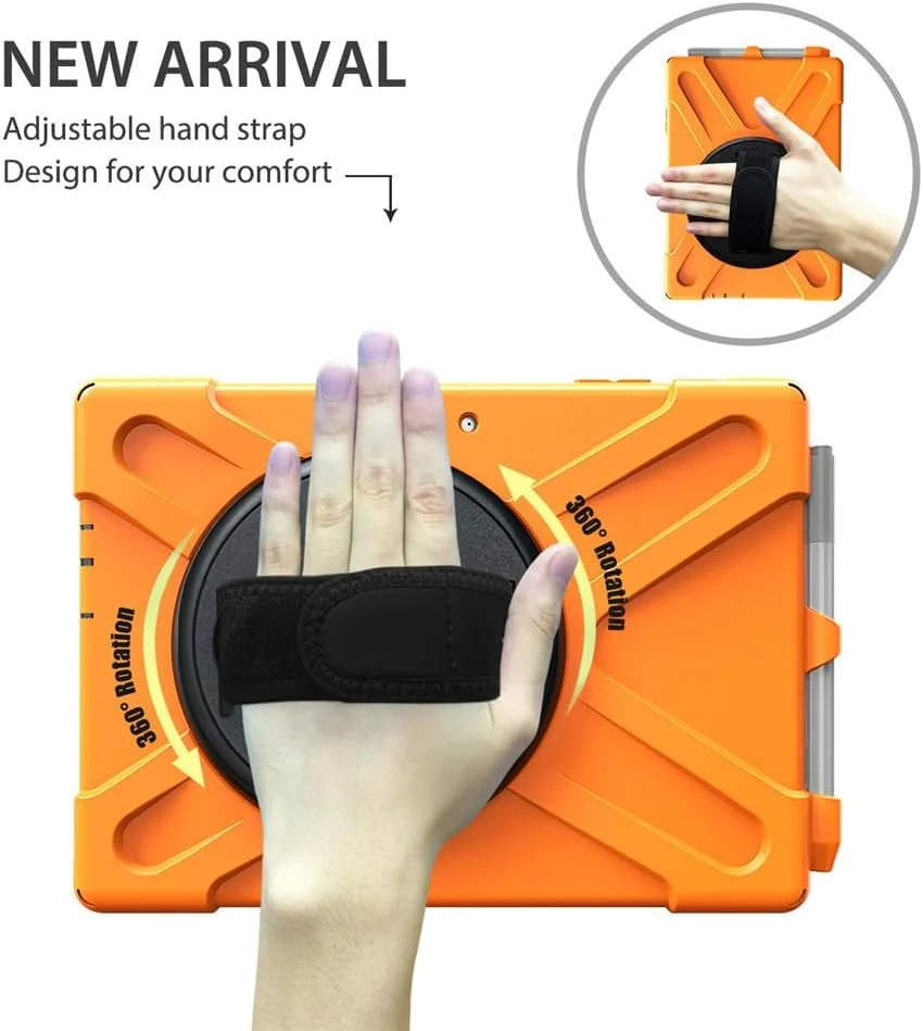 کاور SLLMYYX برای مایکروسافت Surface Go 3 2021 / Surface Go 2 2020 سایز 10.5 اینچ، کاور محافظ چرخشی 360 درجه ضد ضربه با بند شانه، نارنجی کاور SLLMYYX برای مایکروسافت Surface Go 3 2021 / Surface Go 2 2020 سایز 10.5 اینچ، کاور محافظ چرخشی 360 درجه ضد ضربه با بند شانه، نارنجی