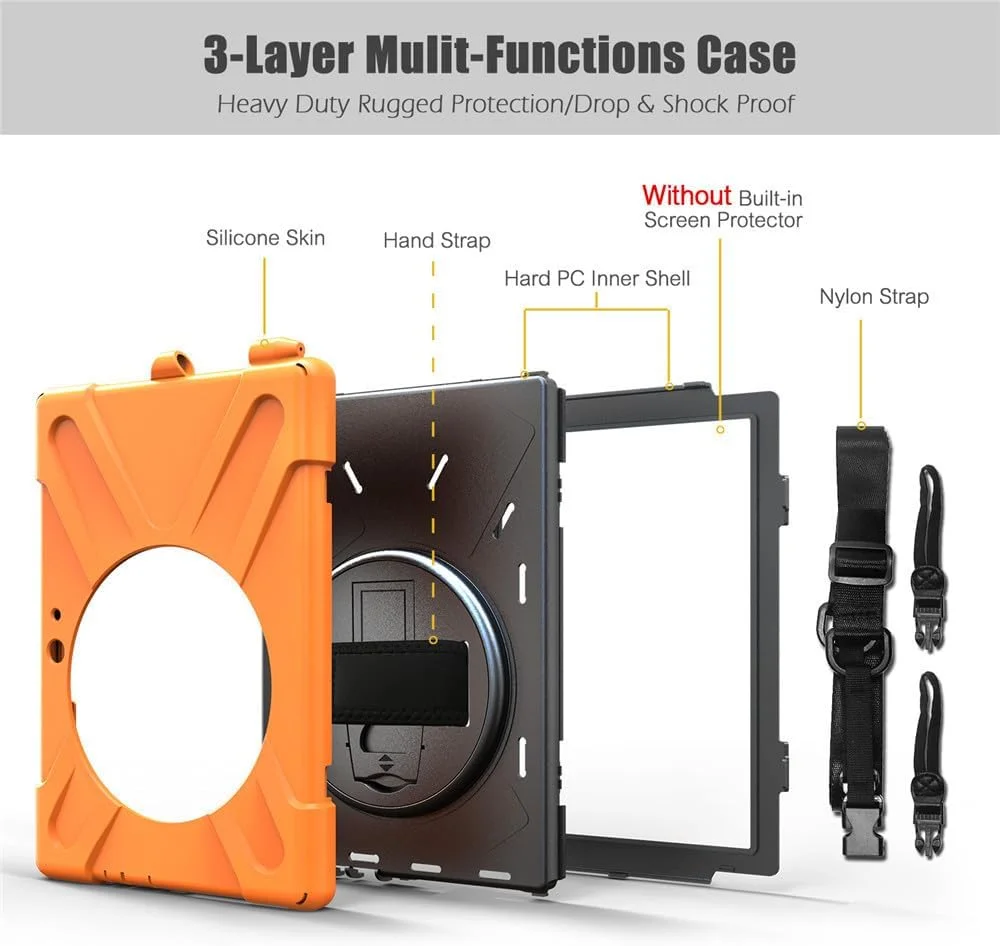 کاور SLLMYYX برای مایکروسافت Surface Go 3 2021 / Surface Go 2 2020 سایز 10.5 اینچ، کاور محافظ چرخشی 360 درجه ضد ضربه با بند شانه، نارنجی کاور SLLMYYX برای مایکروسافت Surface Go 3 2021 / Surface Go 2 2020 سایز 10.5 اینچ، کاور محافظ چرخشی 360 درجه ضد ضربه با بند شانه، نارنجی